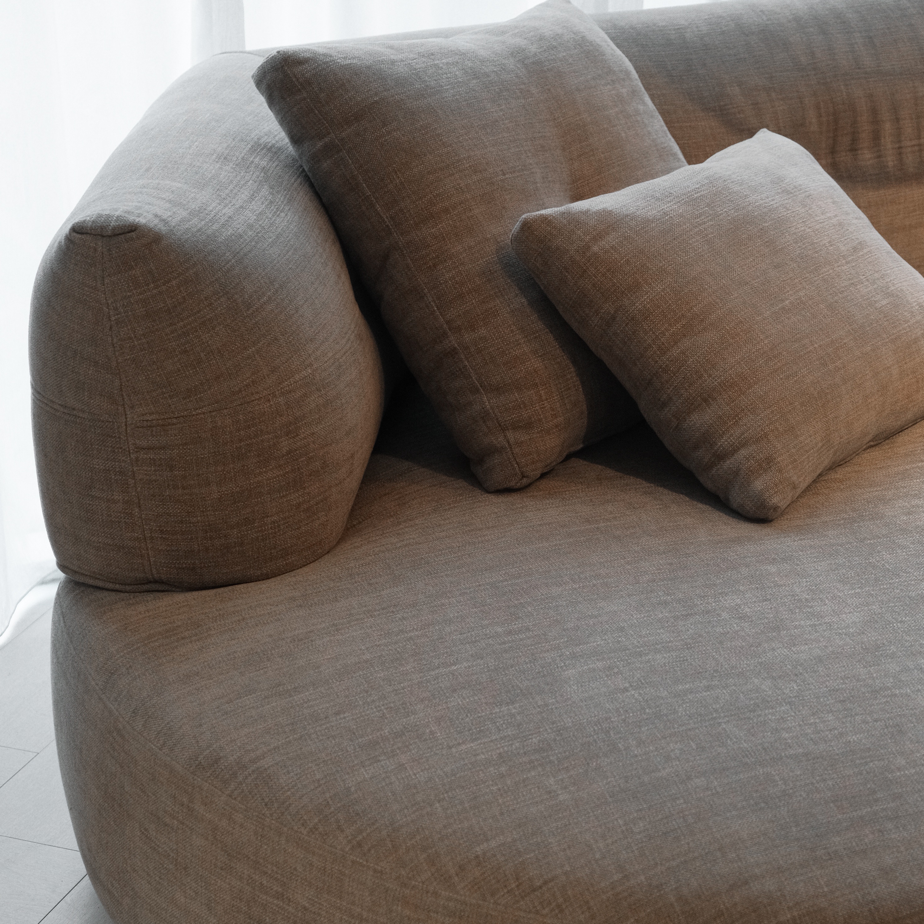 Giselle Sand Brown Round Chaise Right Sectional Sofa