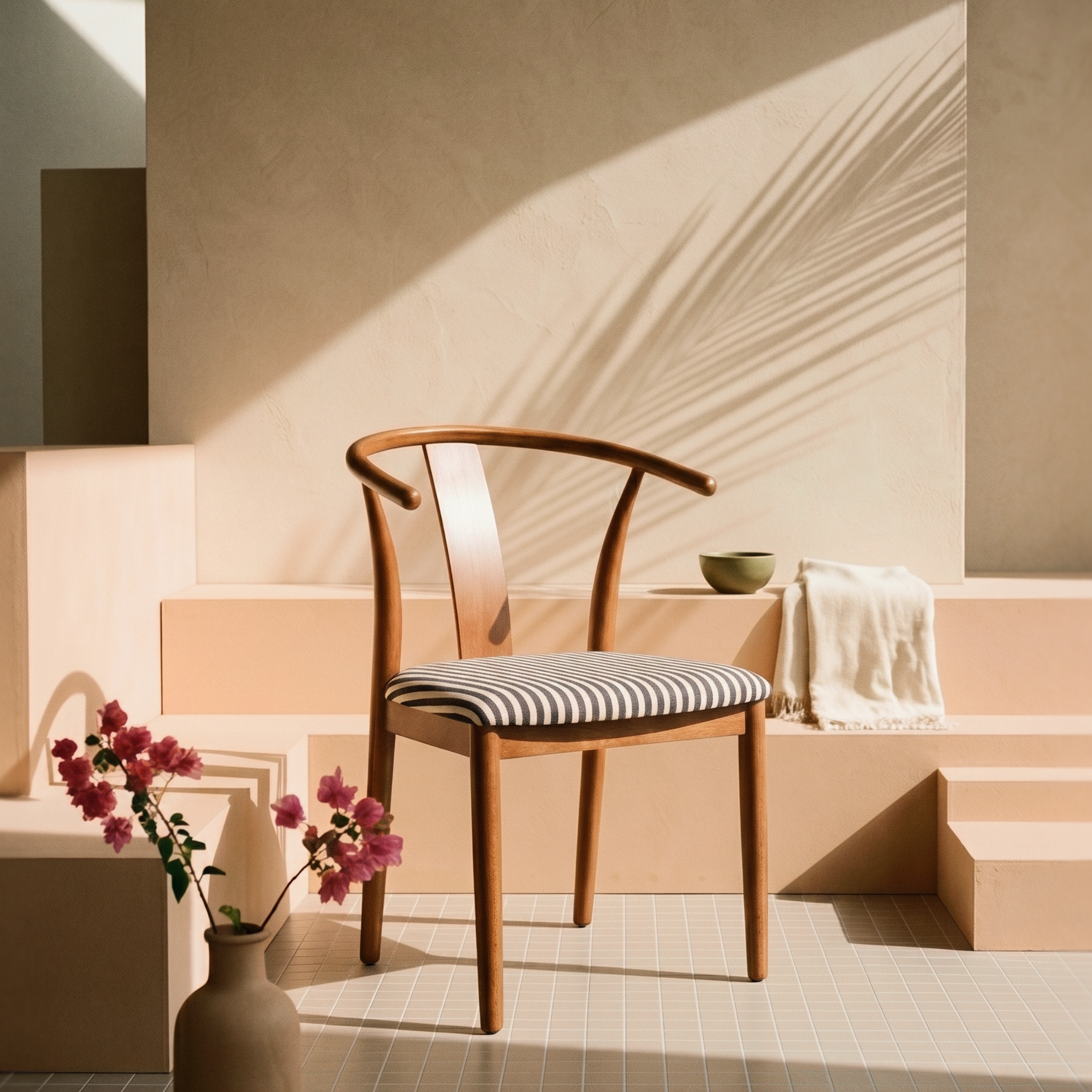 Ming Vintage Brown Chair Stripes