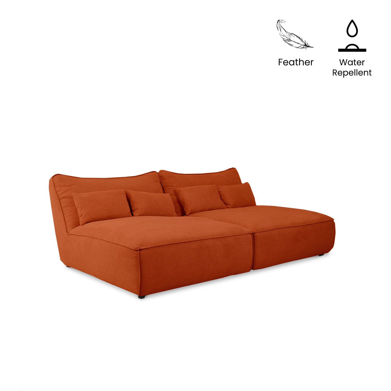 Daphne Umber Brown Double Armless Chaise Sofa