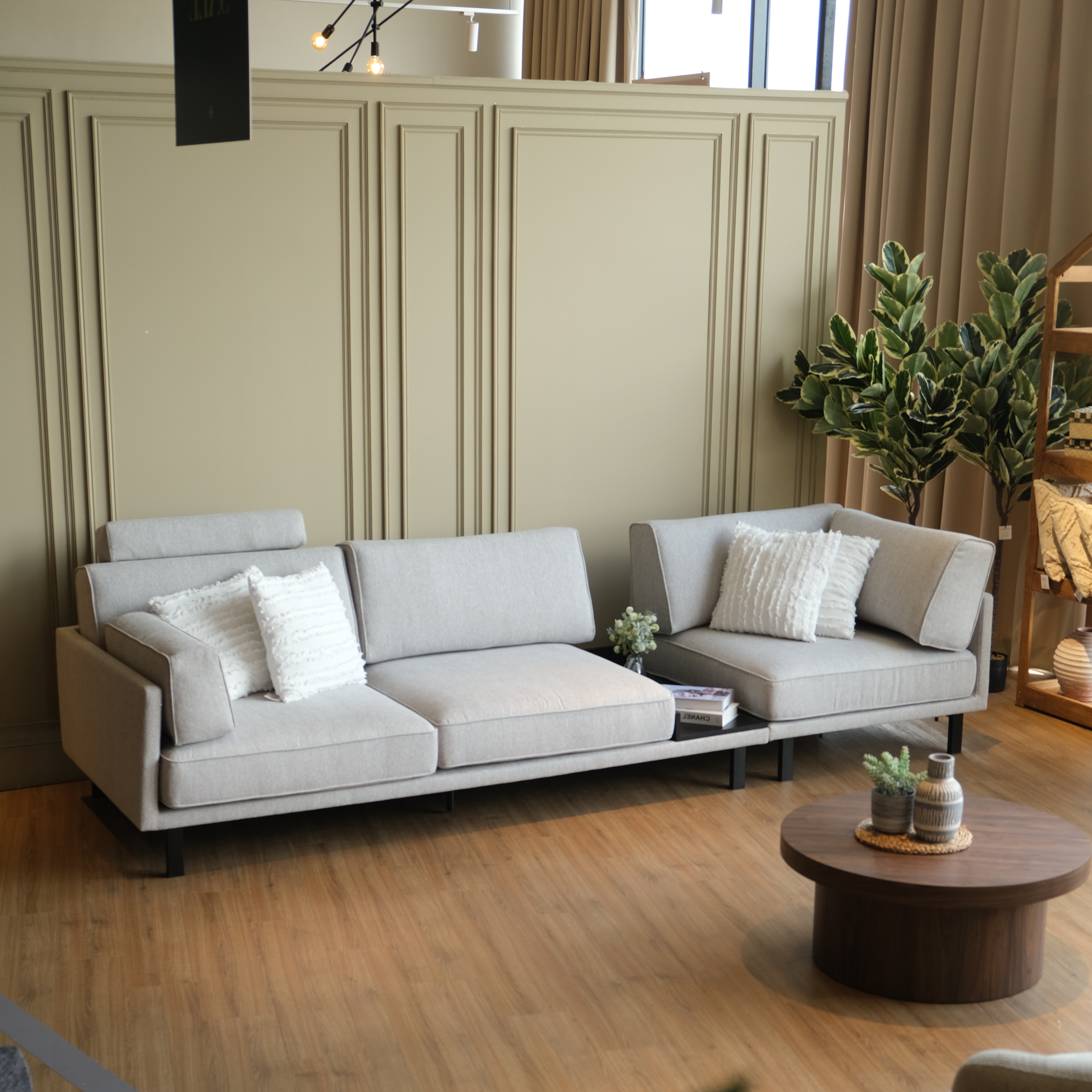 Elliott Flint Grey Right Arm 4 Seater Sofa