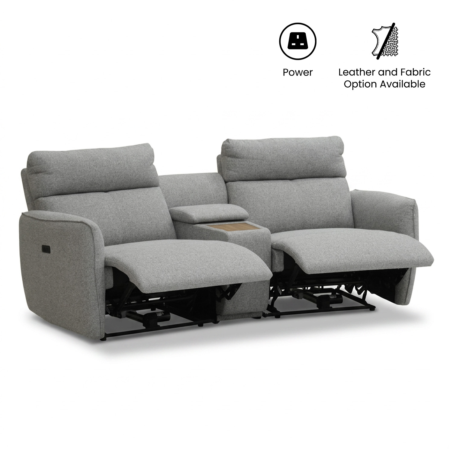 Camilla 2 Seater Double-Power Reclining Sofa with Trapezoid Console Table