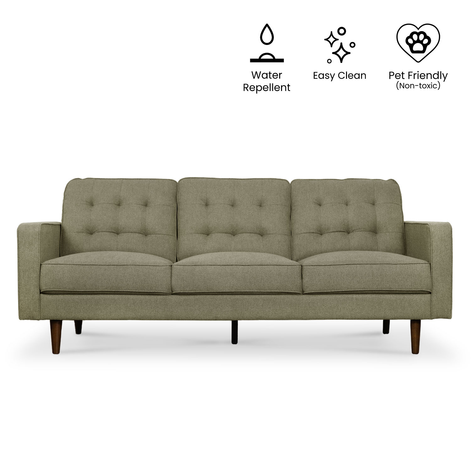 Jane Retro Green Mid-Century 3 Seater Sofa