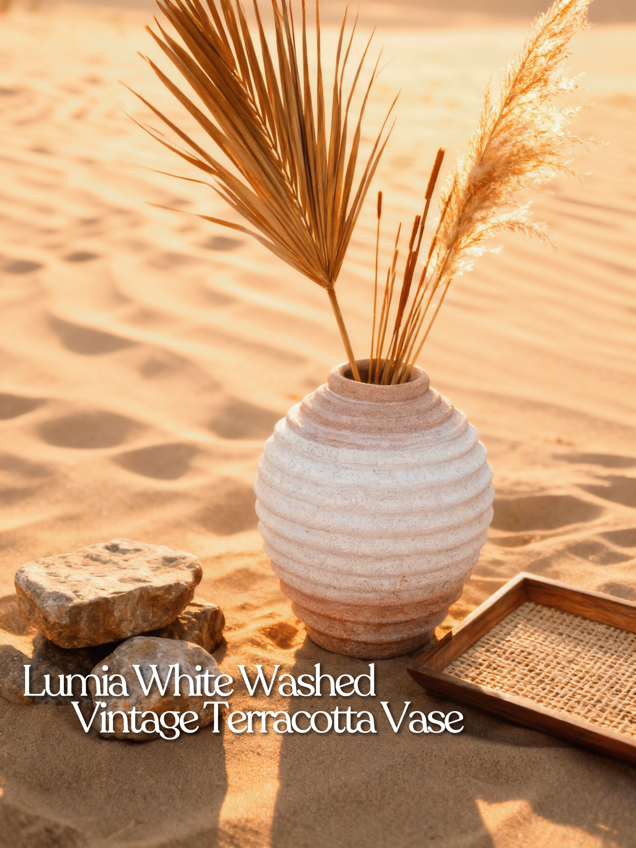Lumia White Washed Vintage Terracotta Vase
