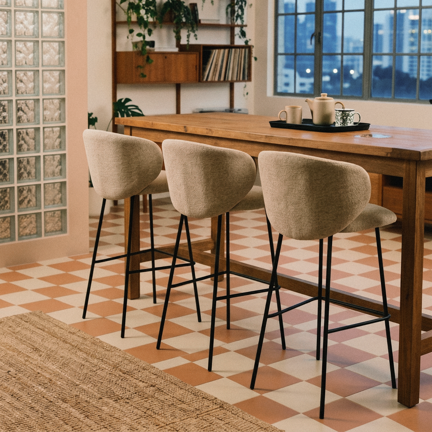Vera Stone Beige Bar Stool