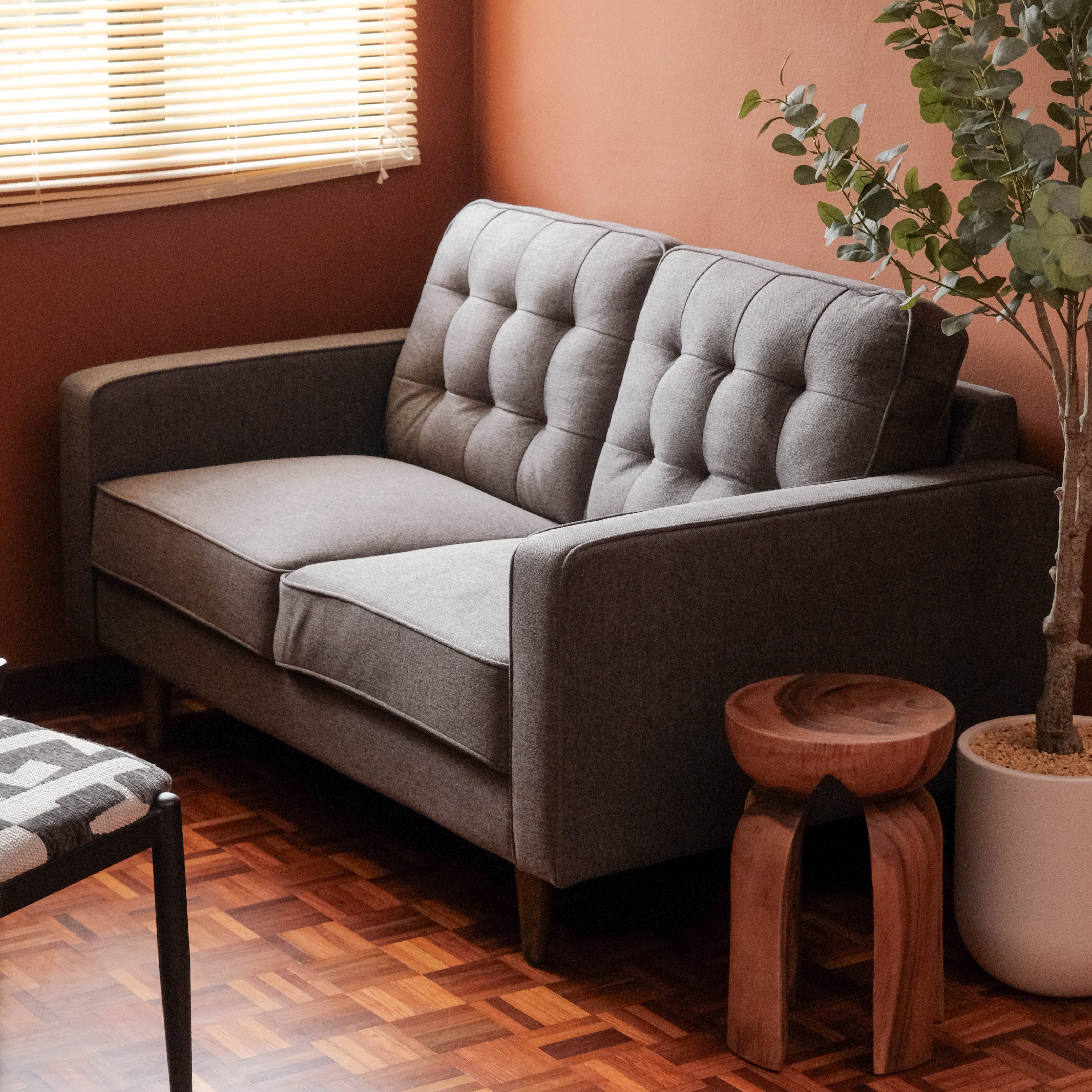 Jane Pebble Grey Mid-Century 2 Seater Sofa