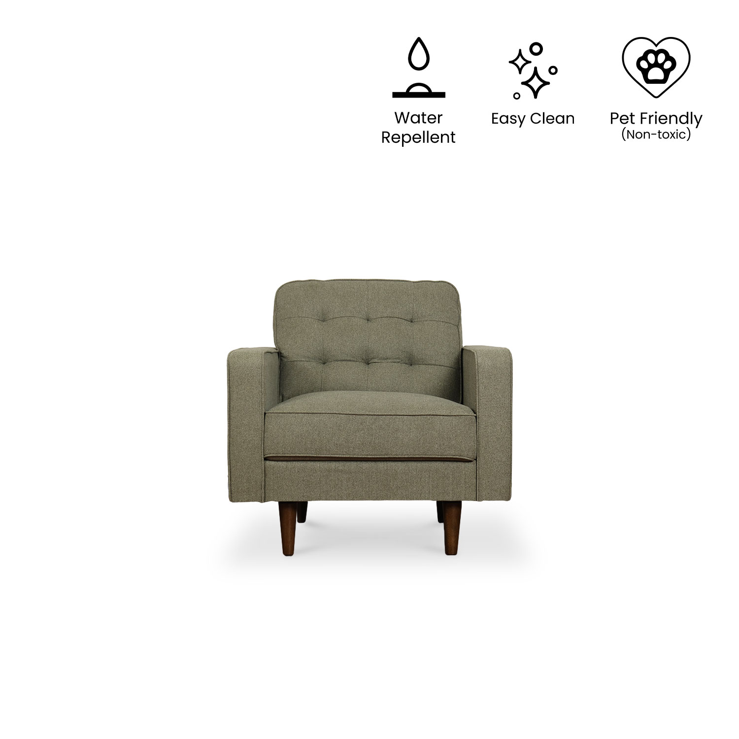 Jane Retro Green Mid-Century 1 Seater Sofa