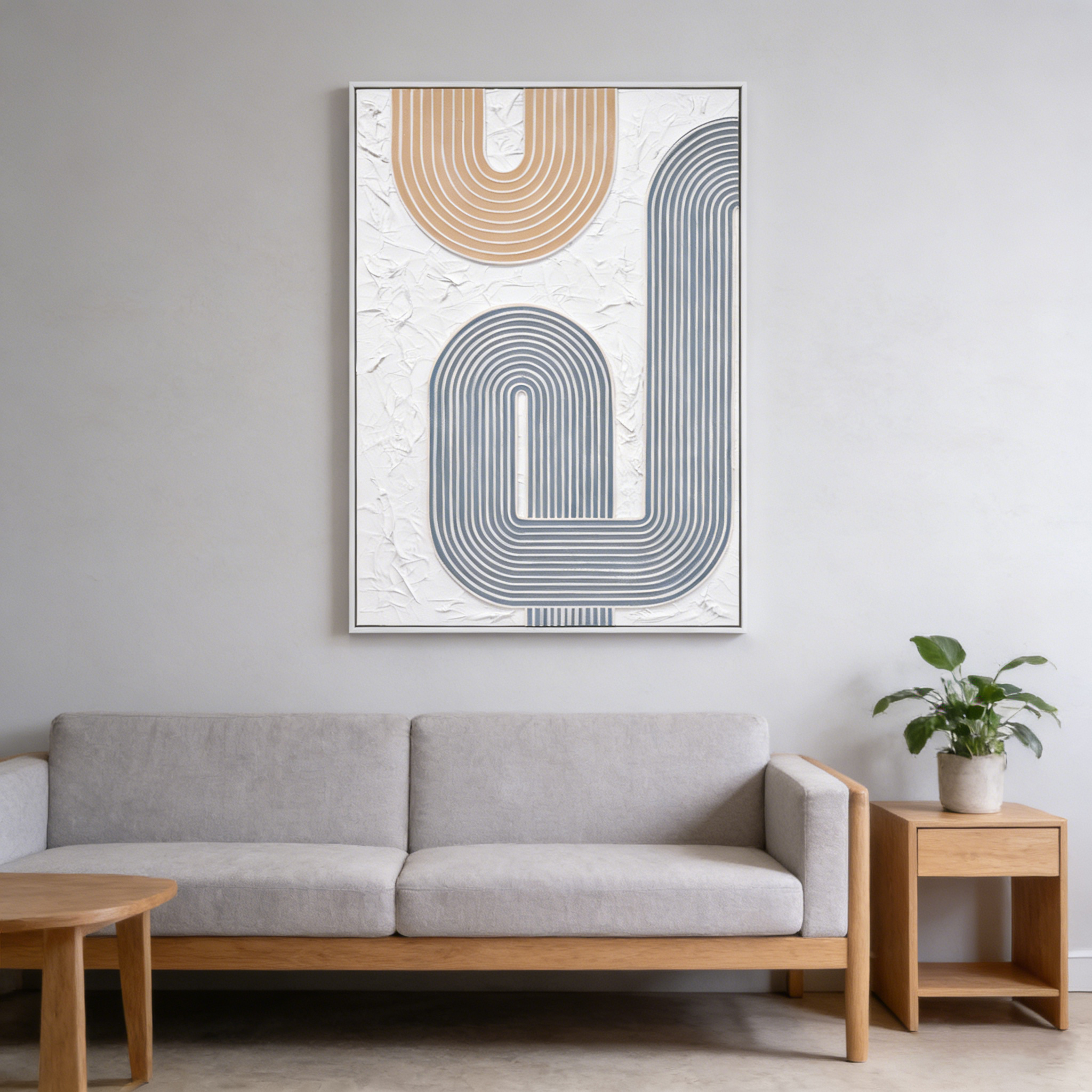 Framed Canvas 80x120cm Board & Paper - Retro Lines