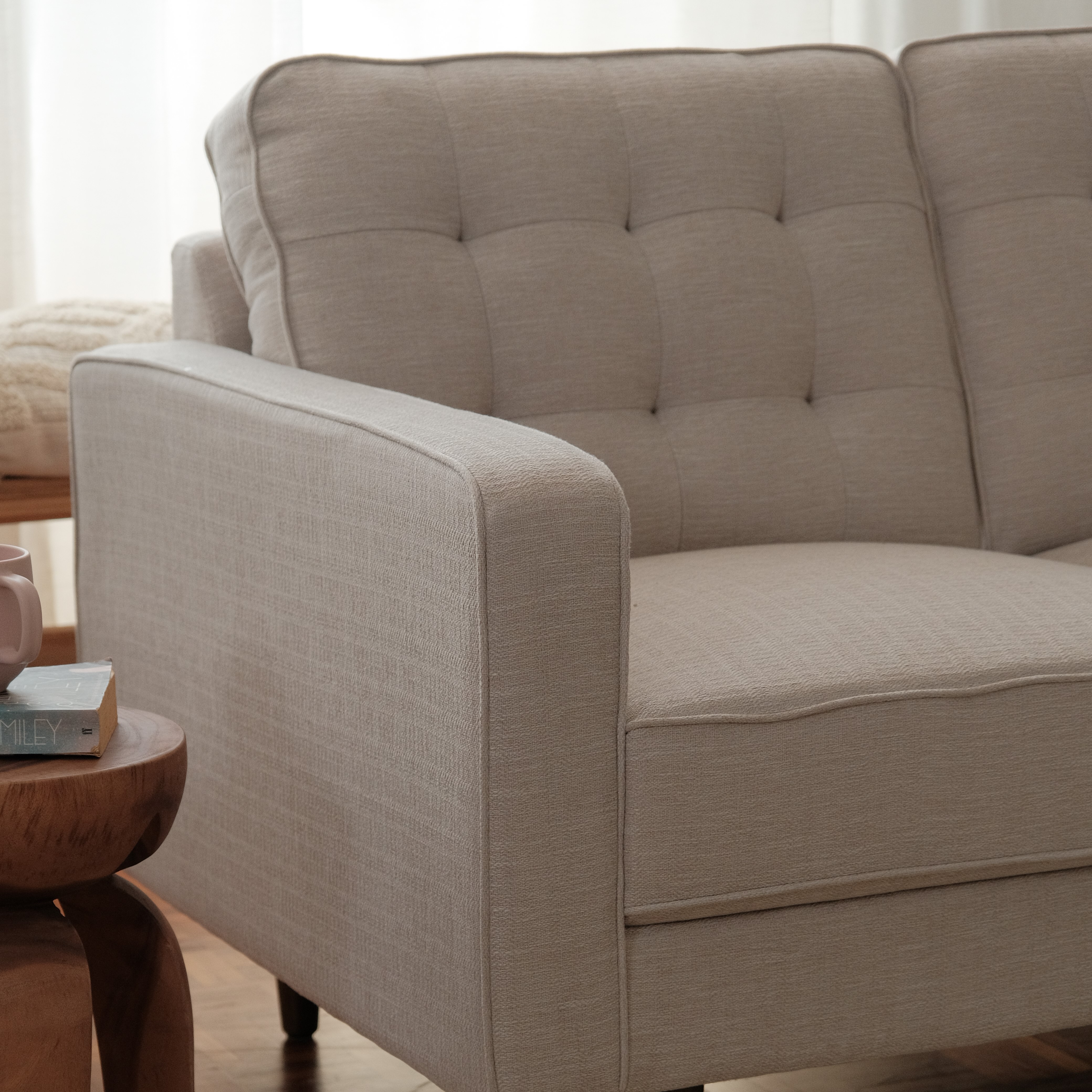 Jane Mist Grey Mid-Century 2 Seater Sofa