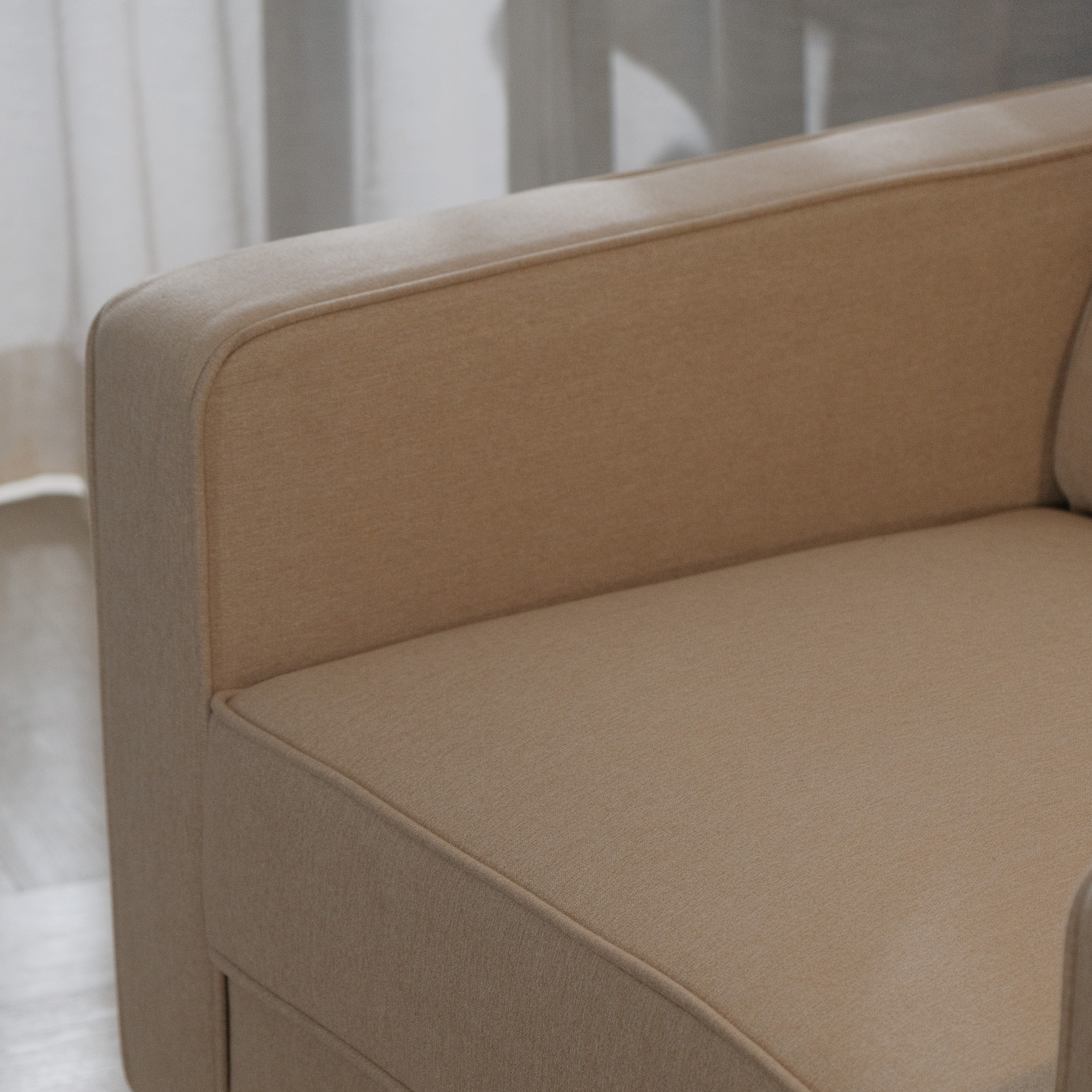 Jane Light Beige Mid-Century 1 Seater Sofa