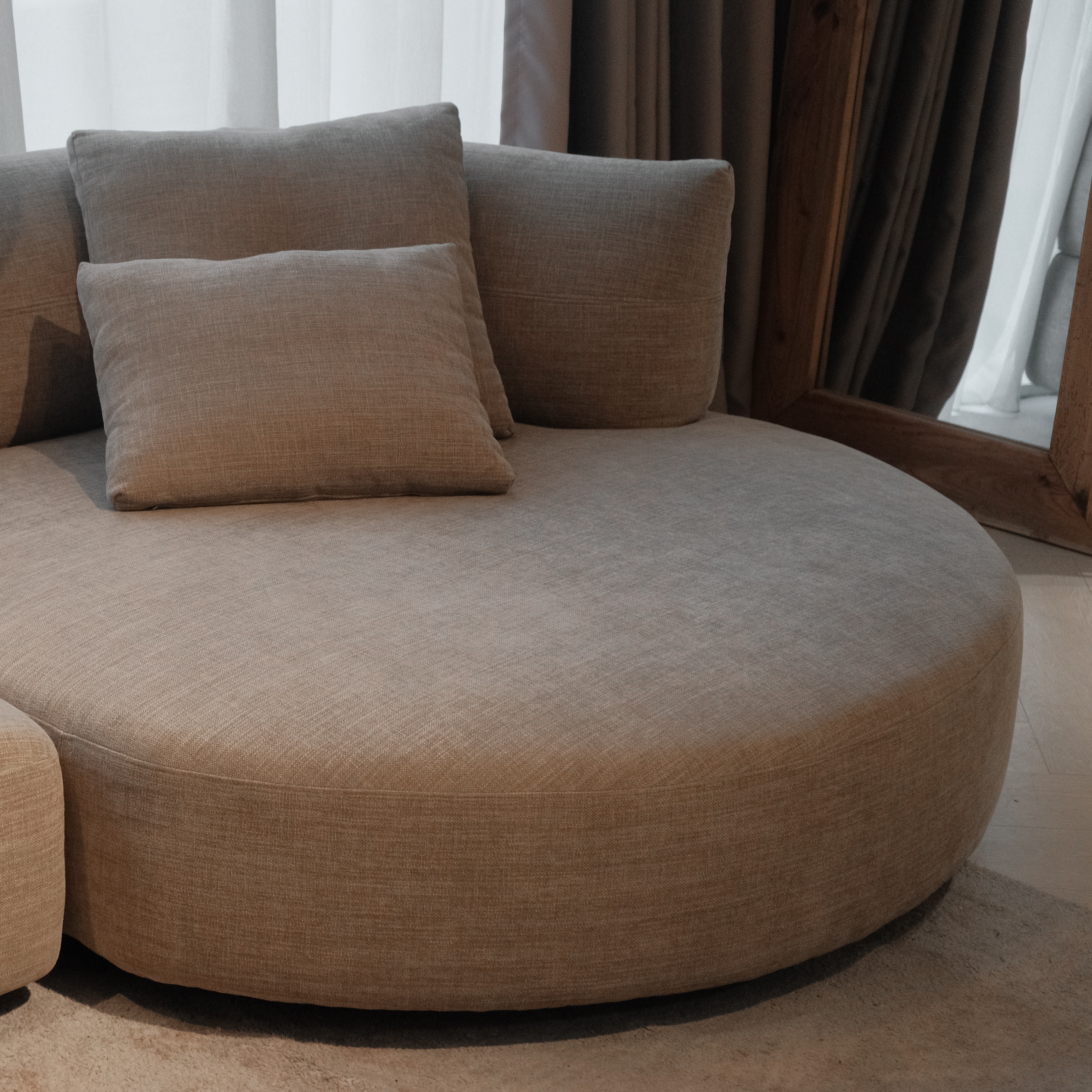 Giselle Sand Brown Round Chaise Left Sectional Sofa