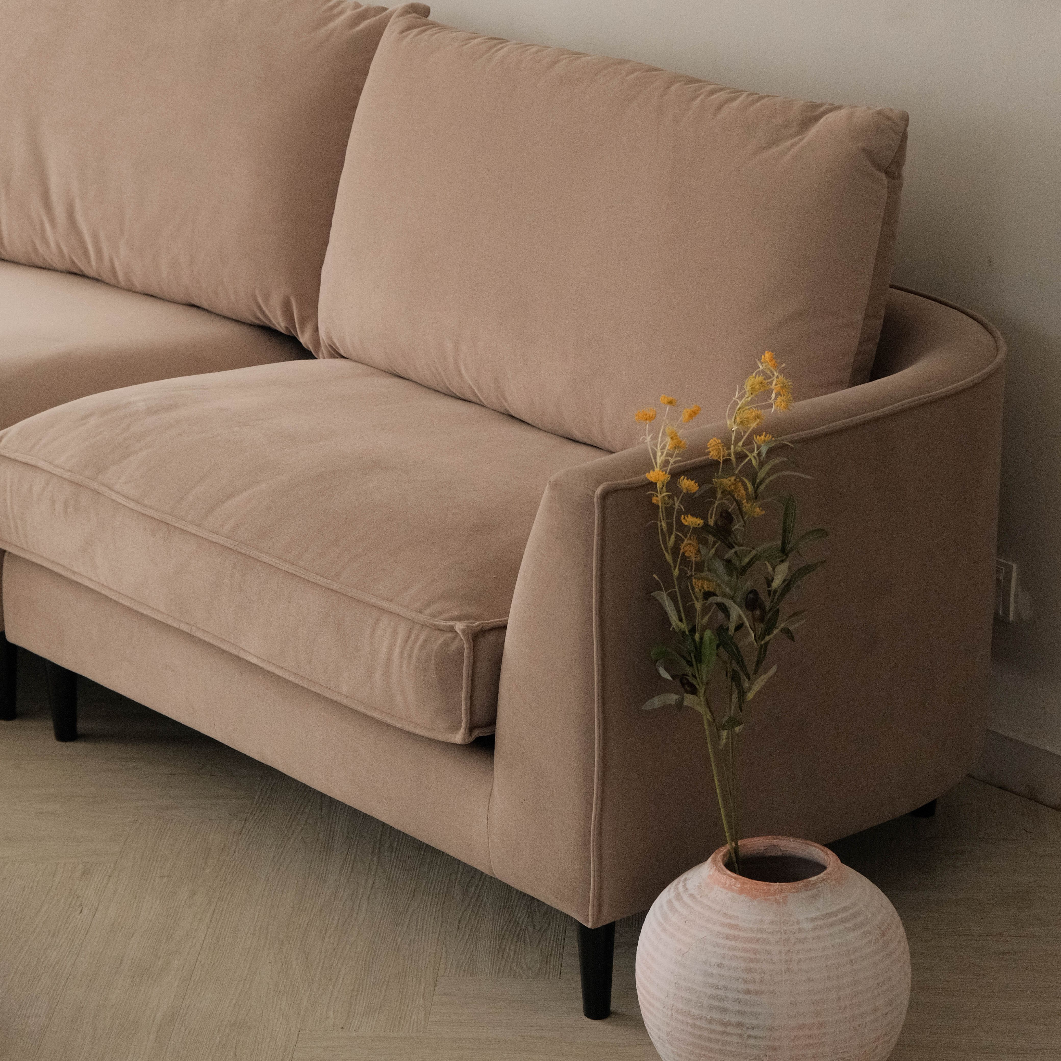Sabrina Sand Beige Curve Chaise Right Sectional Sofa