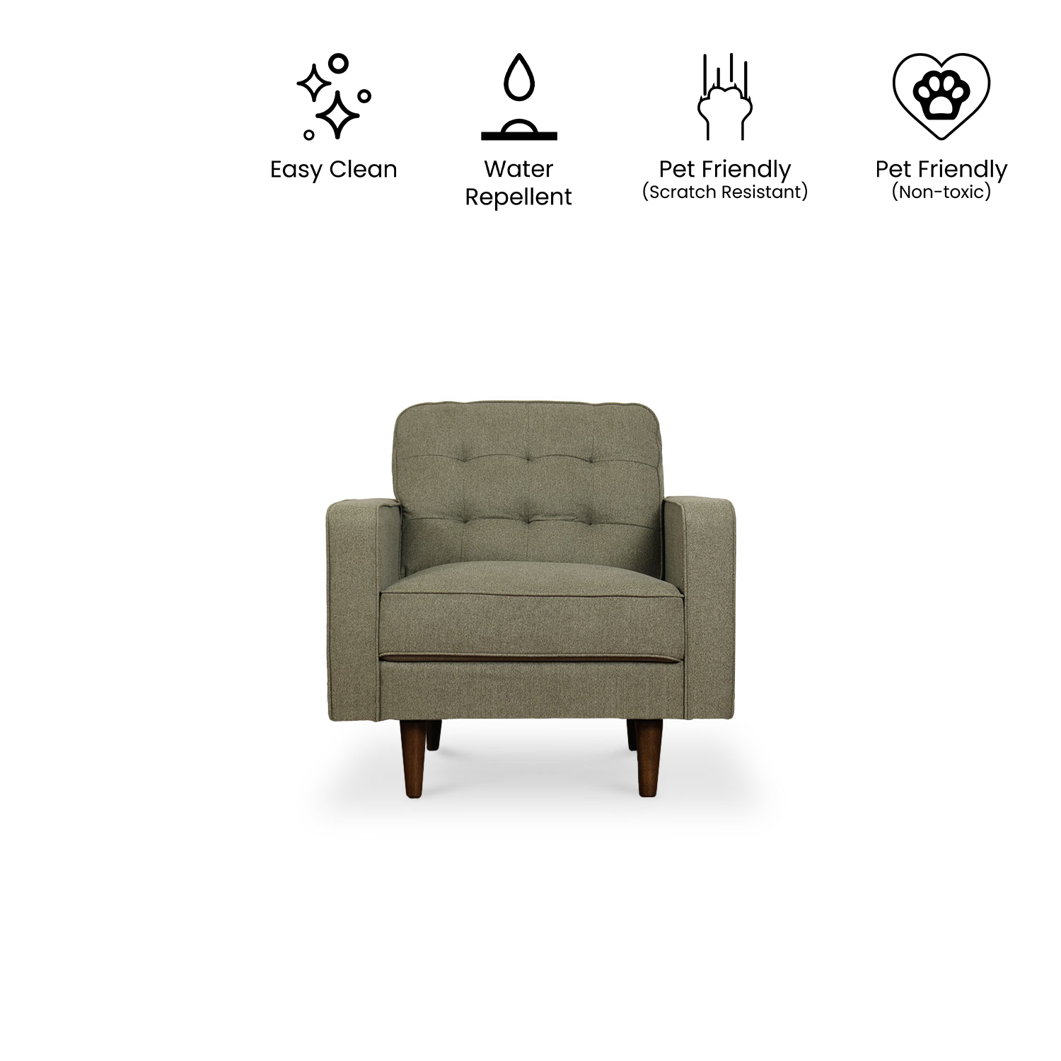 Jane Retro Green Mid-Century 1 Seater Sofa