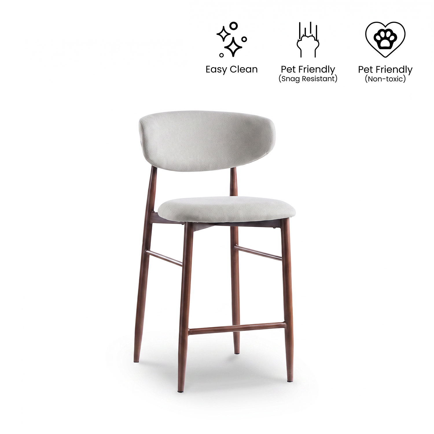 Bliss Walnut Counter Stool Mist Grey