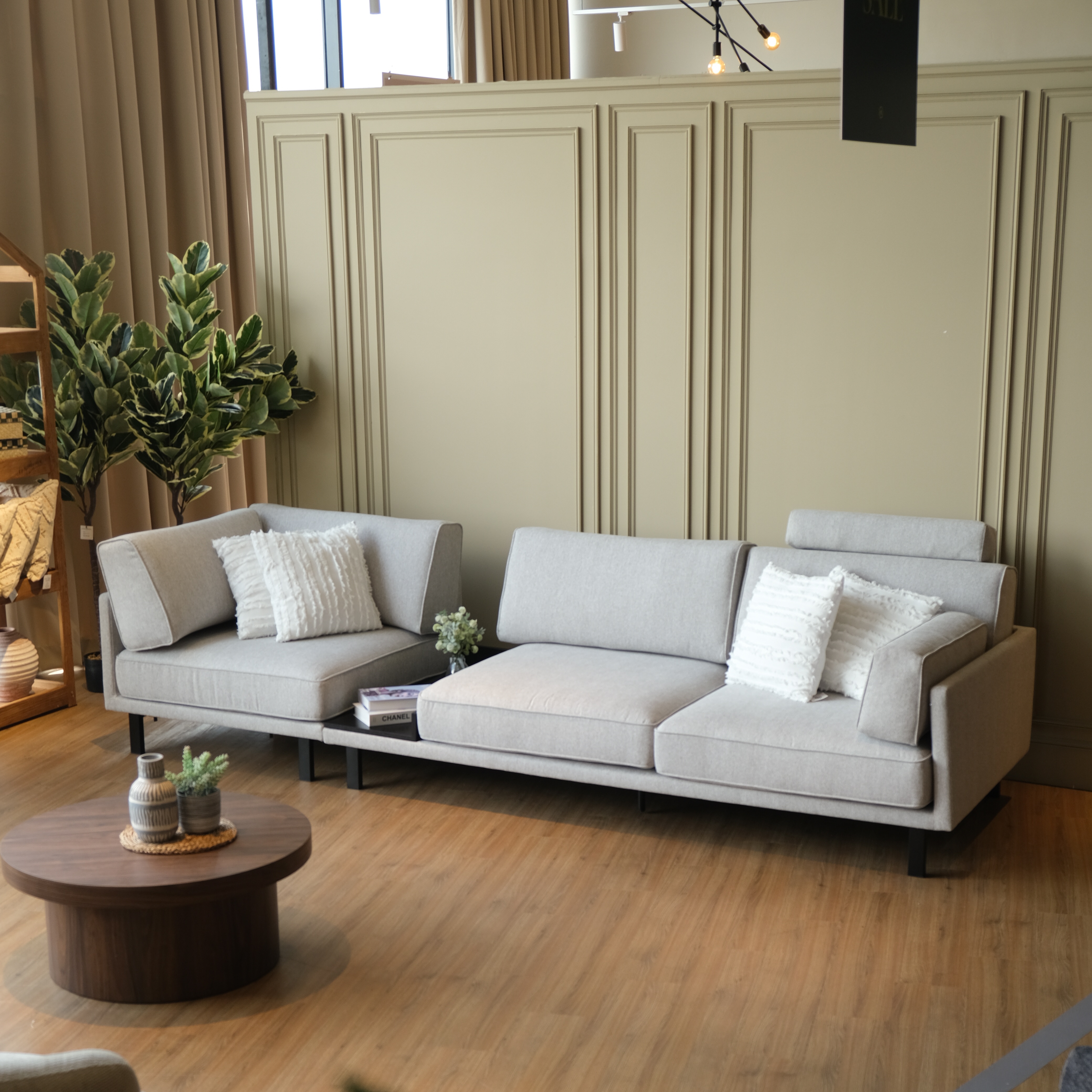Elliott Flint Grey Left Arm 4 Seater Sofa