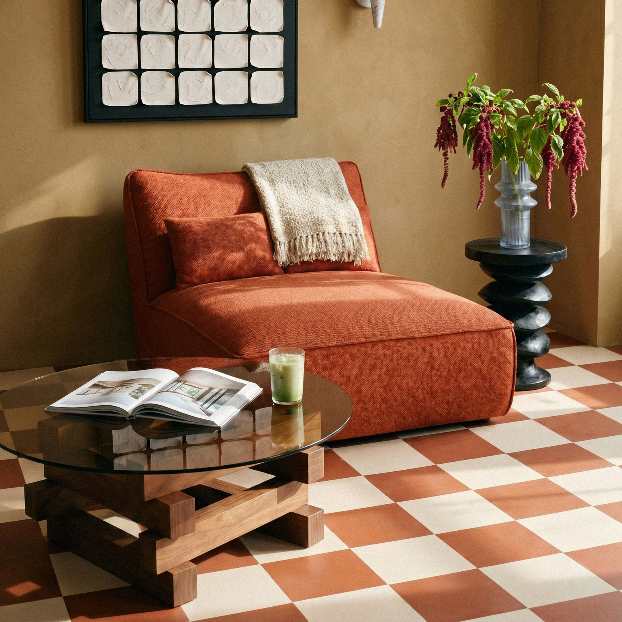 Daphne Umber Brown Modular Armless Chaise