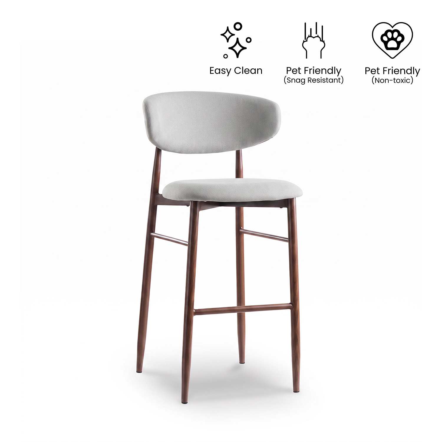 Bliss Walnut Bar Stool Mist Grey
