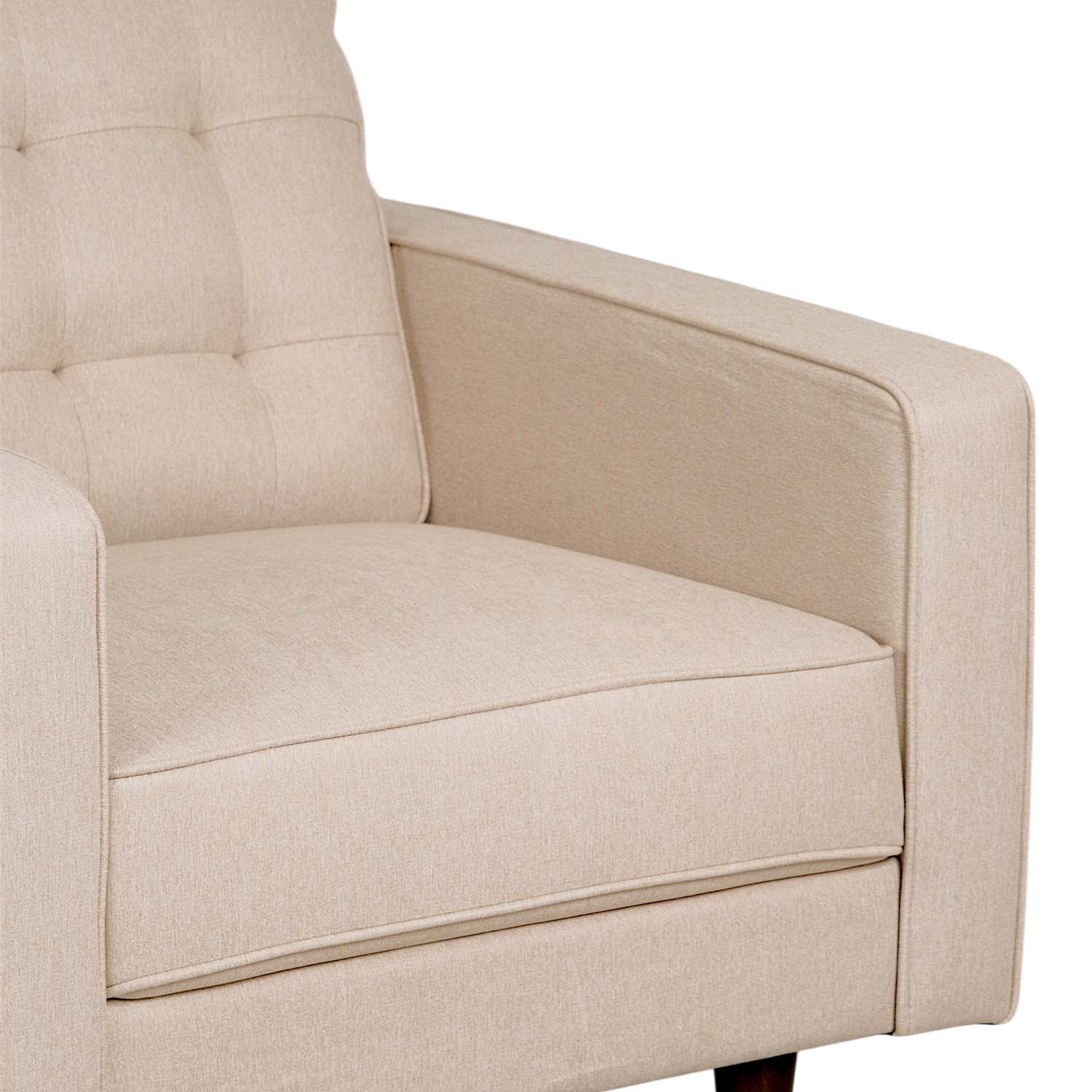 Jane Light Beige Mid-Century 1 Seater Sofa