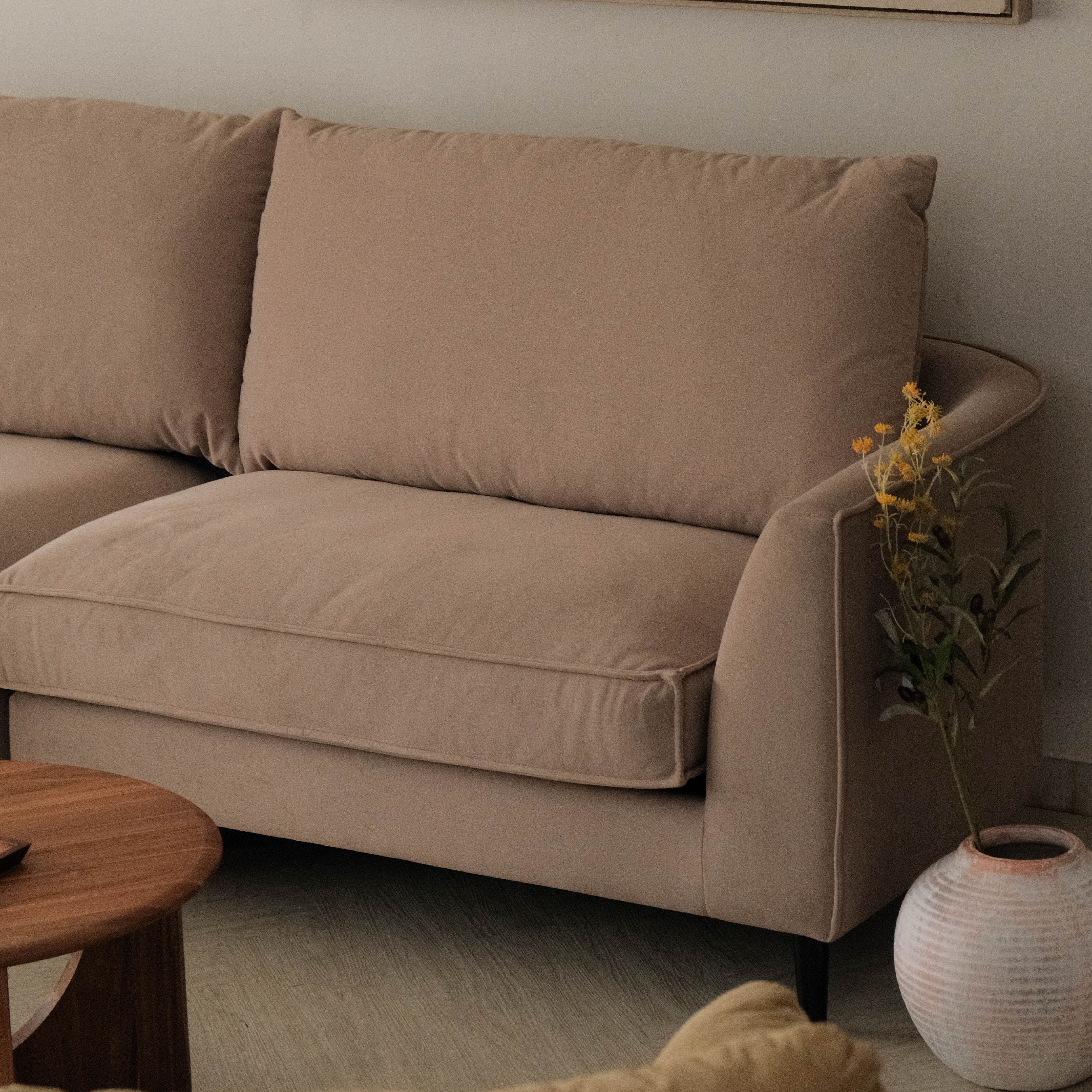 Sabrina Sand Beige Curve Chaise Right Sectional Sofa
