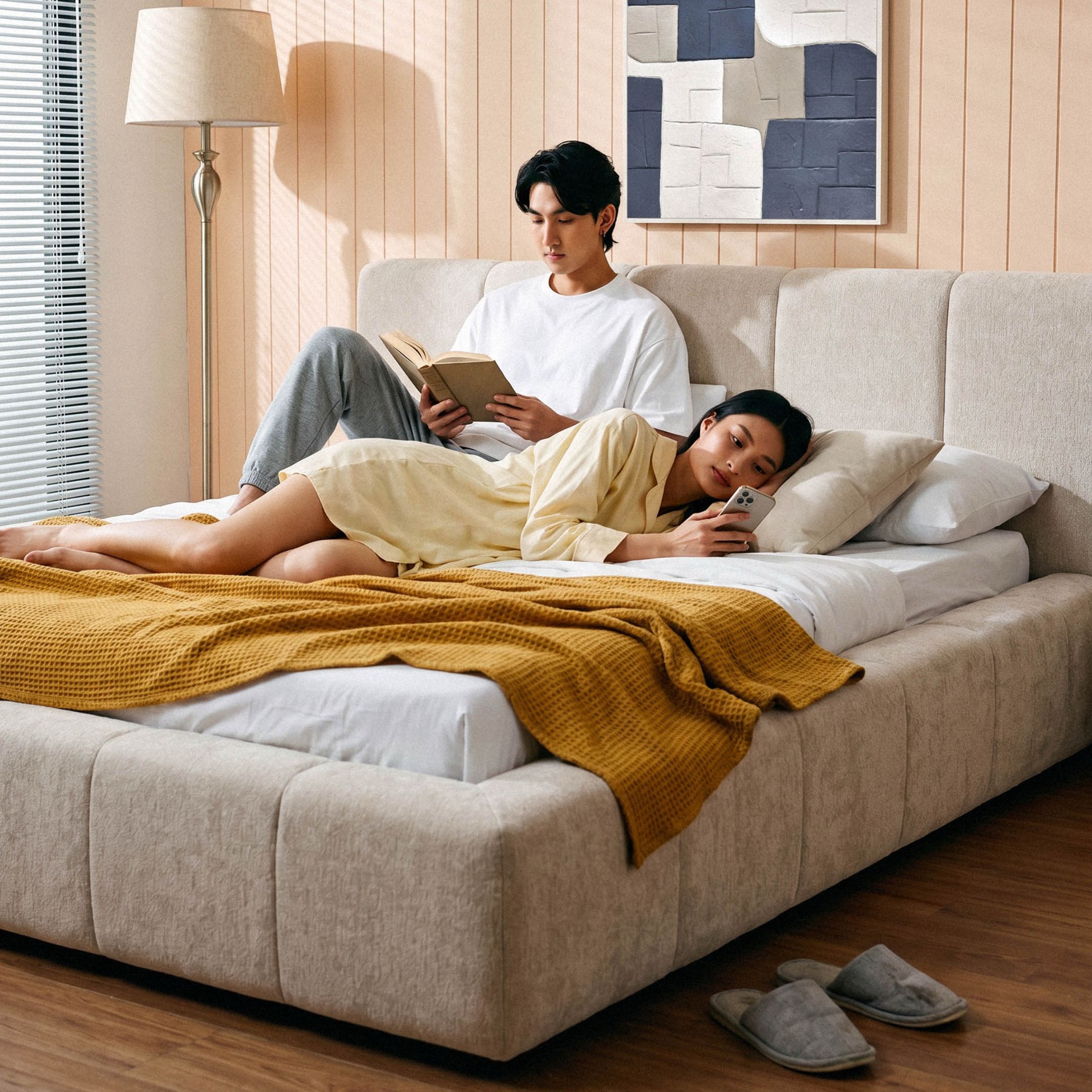 Rosa Light Beige King Bed