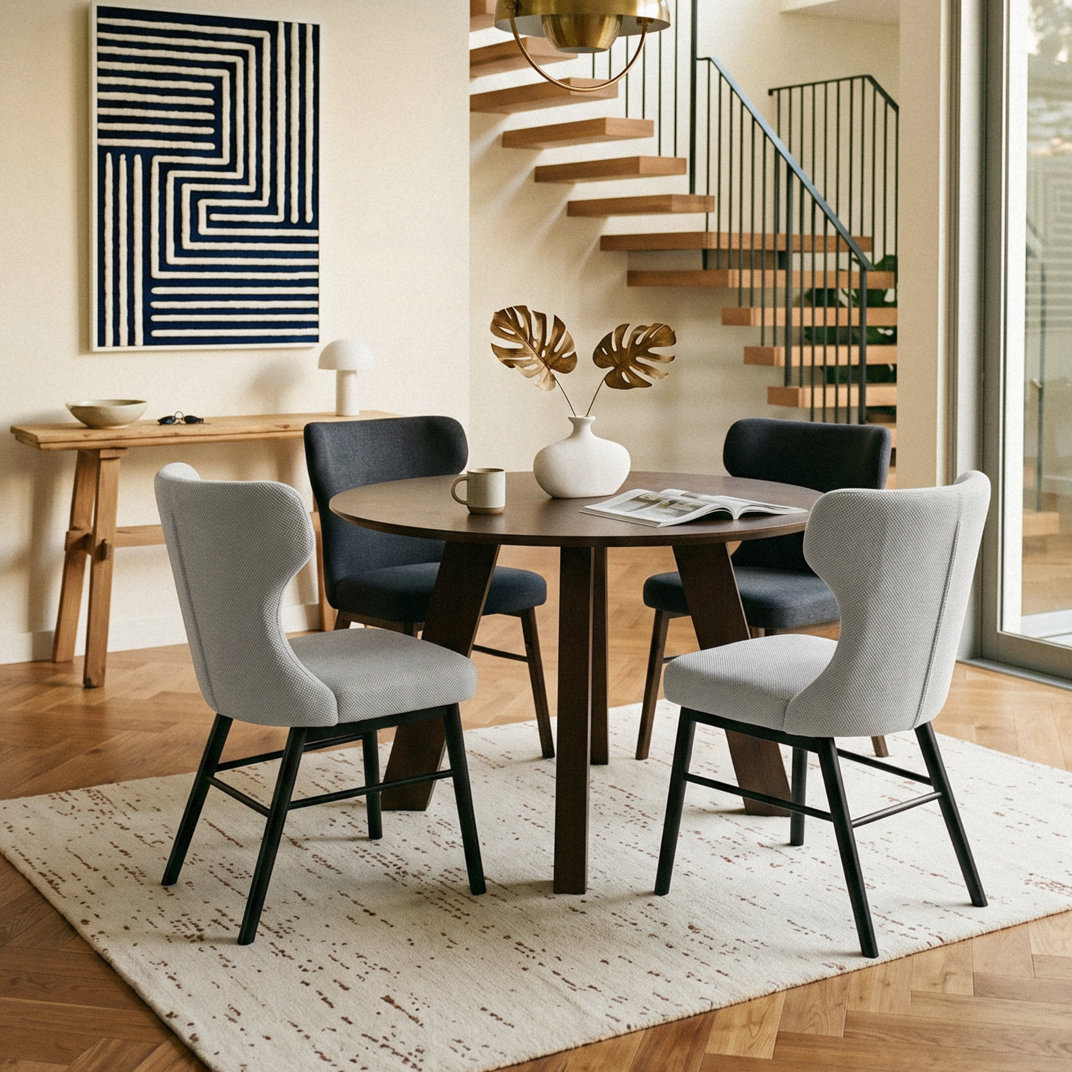 Stellar Walnut Dining Chair Coal Grey