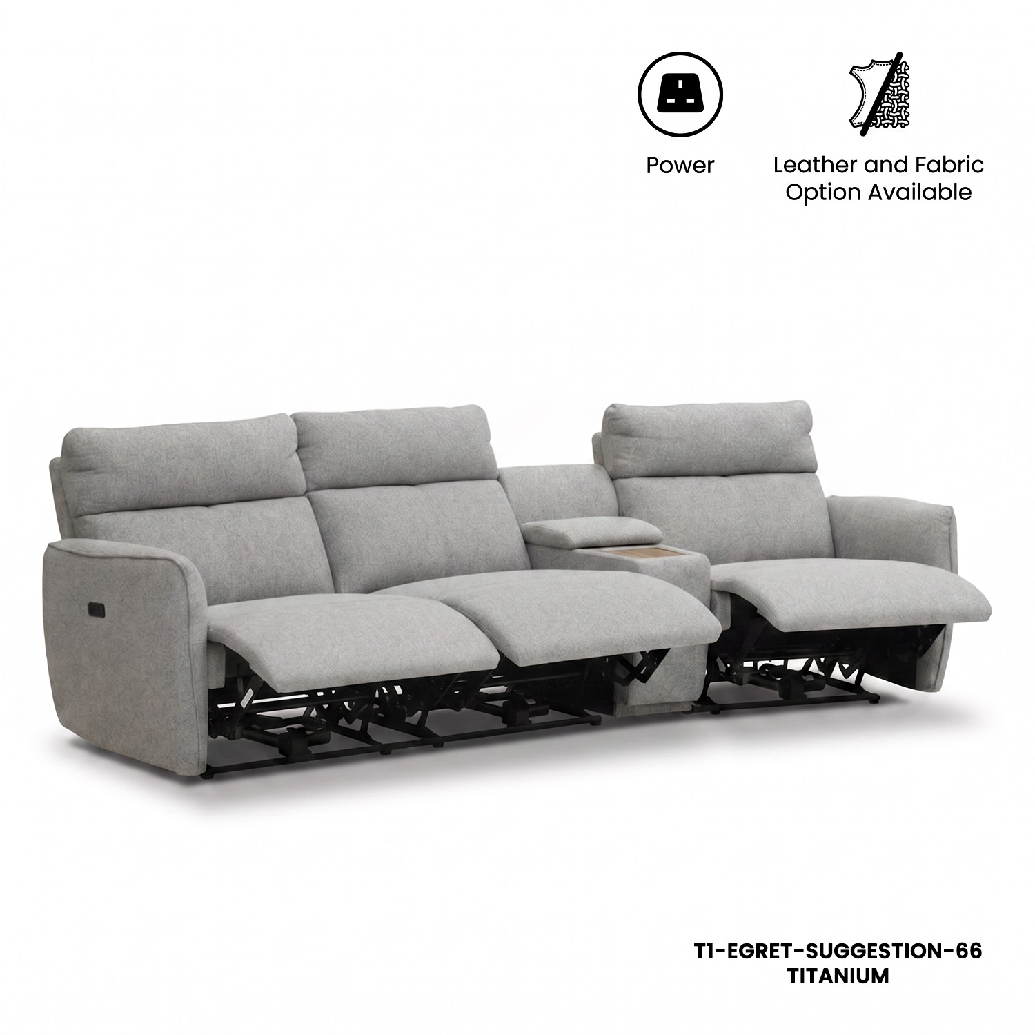 Camilla 3 Seater Triple-Power Reclining Sofa with Trapezoid Console Table