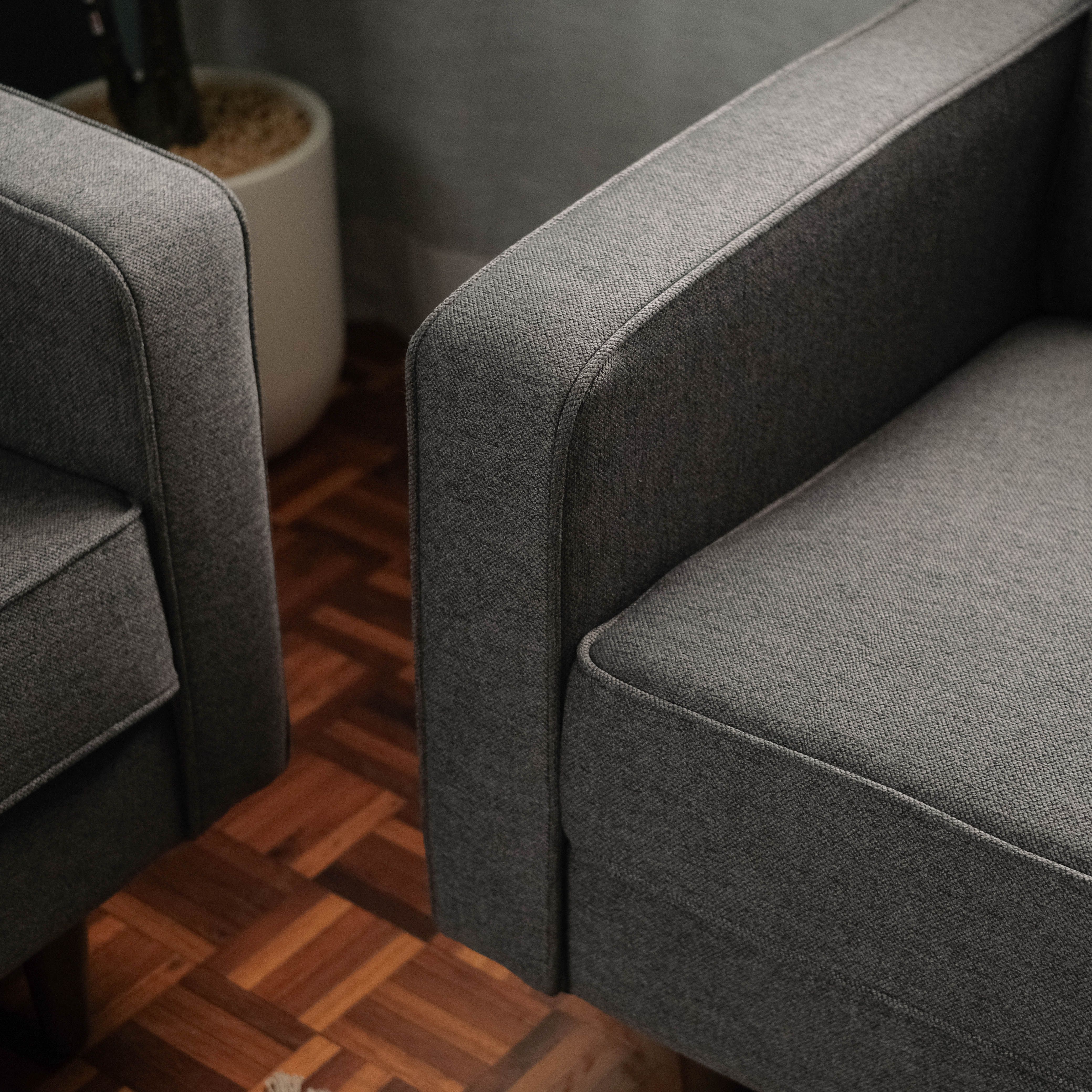 Jane Pebble Grey Mid-Century 1 Seater Sofa
