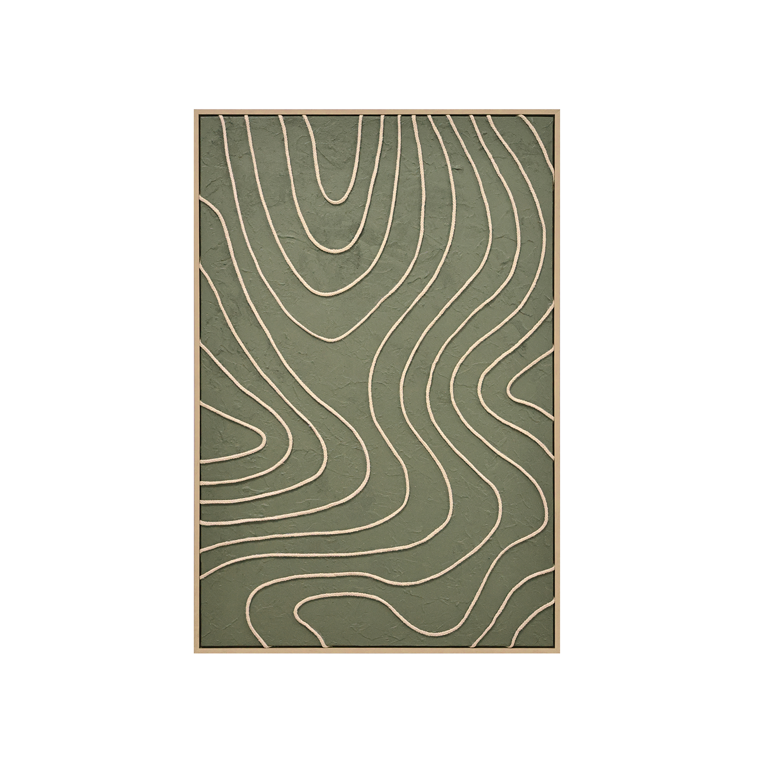 Framed Canvas 60x90cm Plaster & Rope - Green Waves