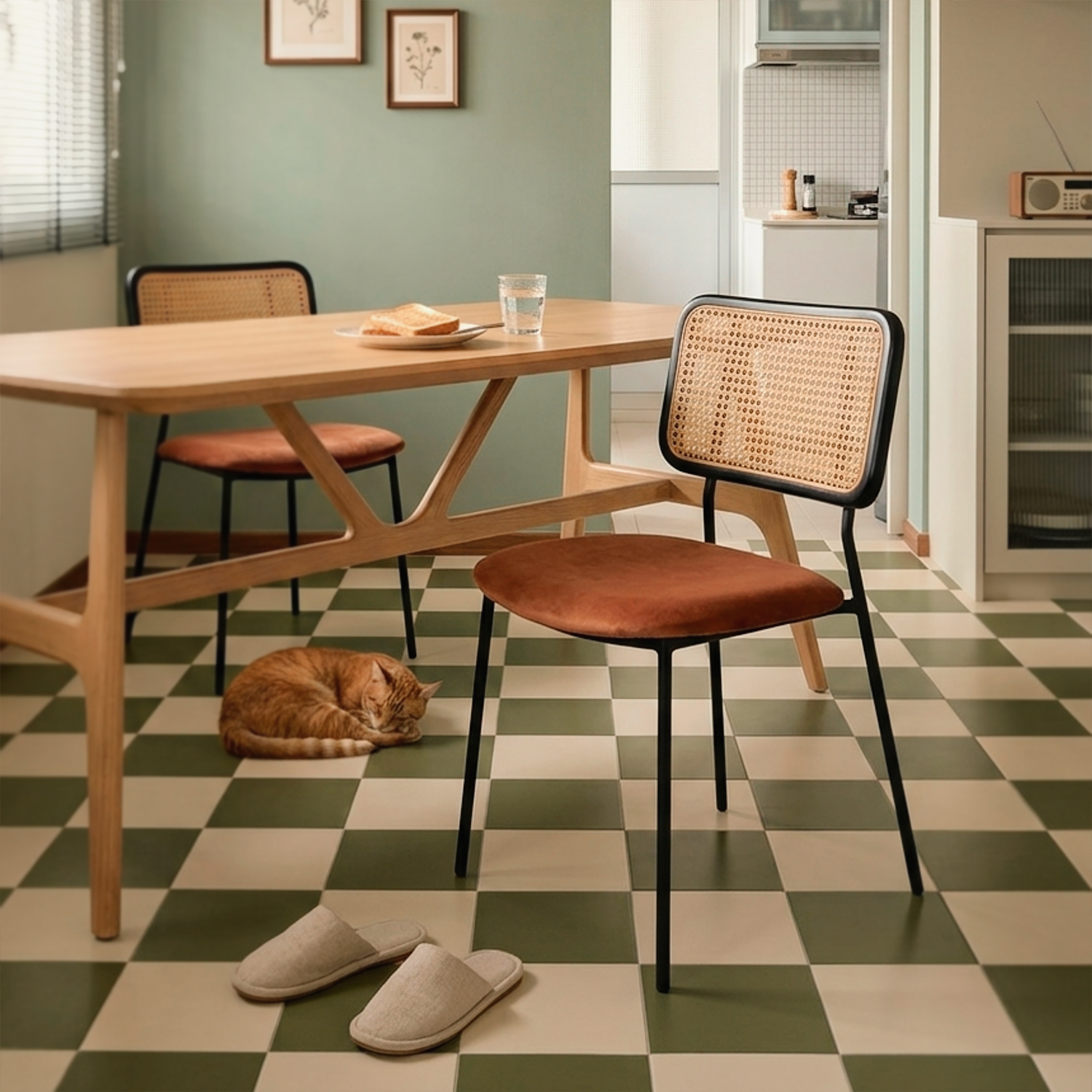 Gaia Ebony Dining Chair Umber Brown Velvet