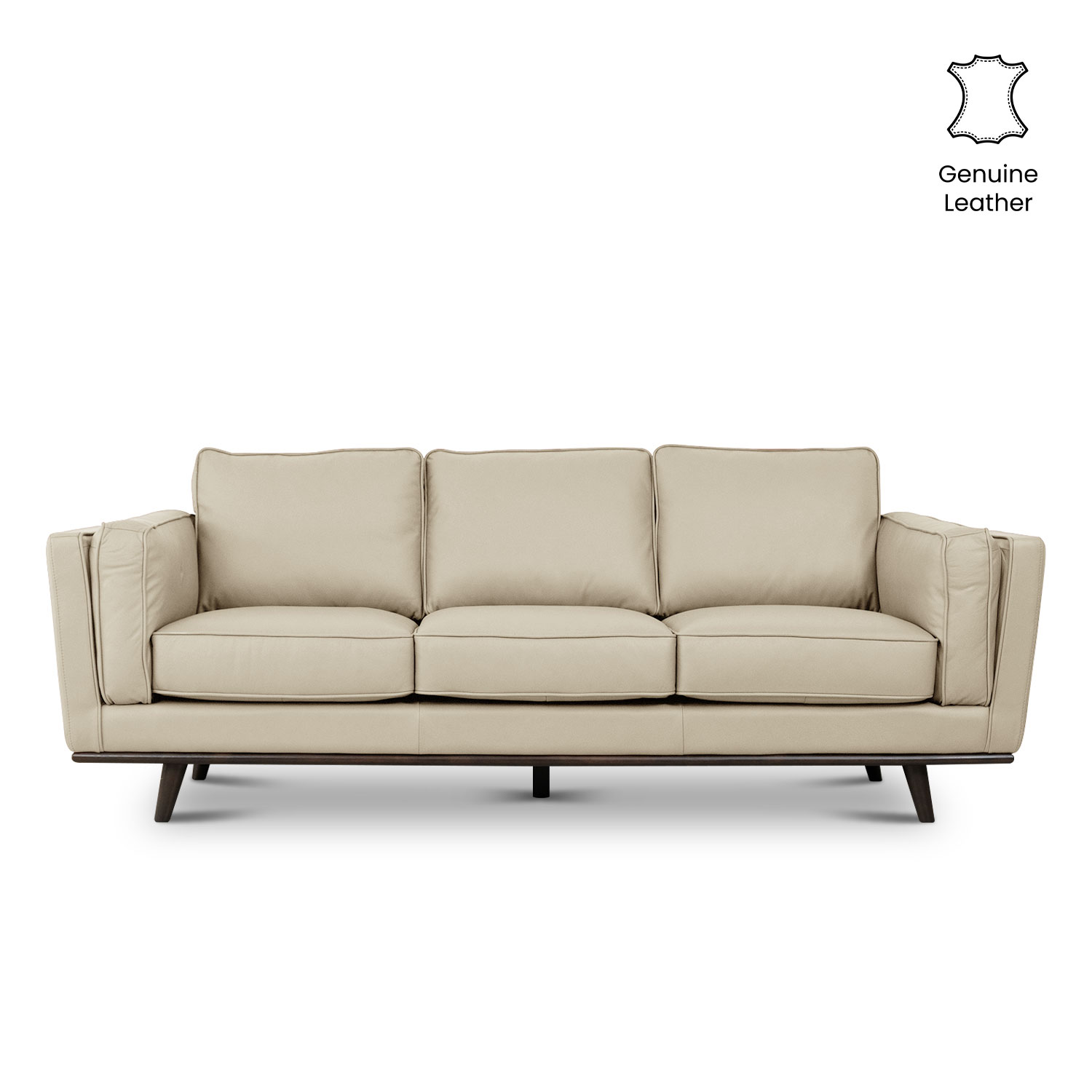 Noah Light Latte Full Leather 3 Seater Sofa