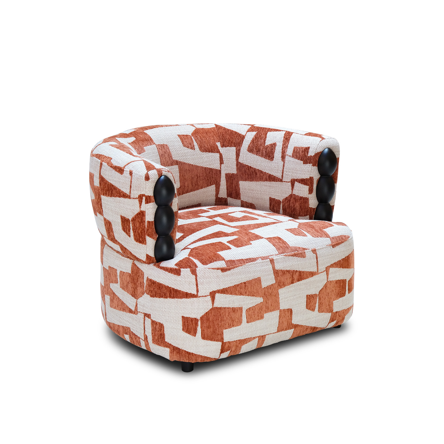 Lilia Geometric Brick Red Lounge Chair