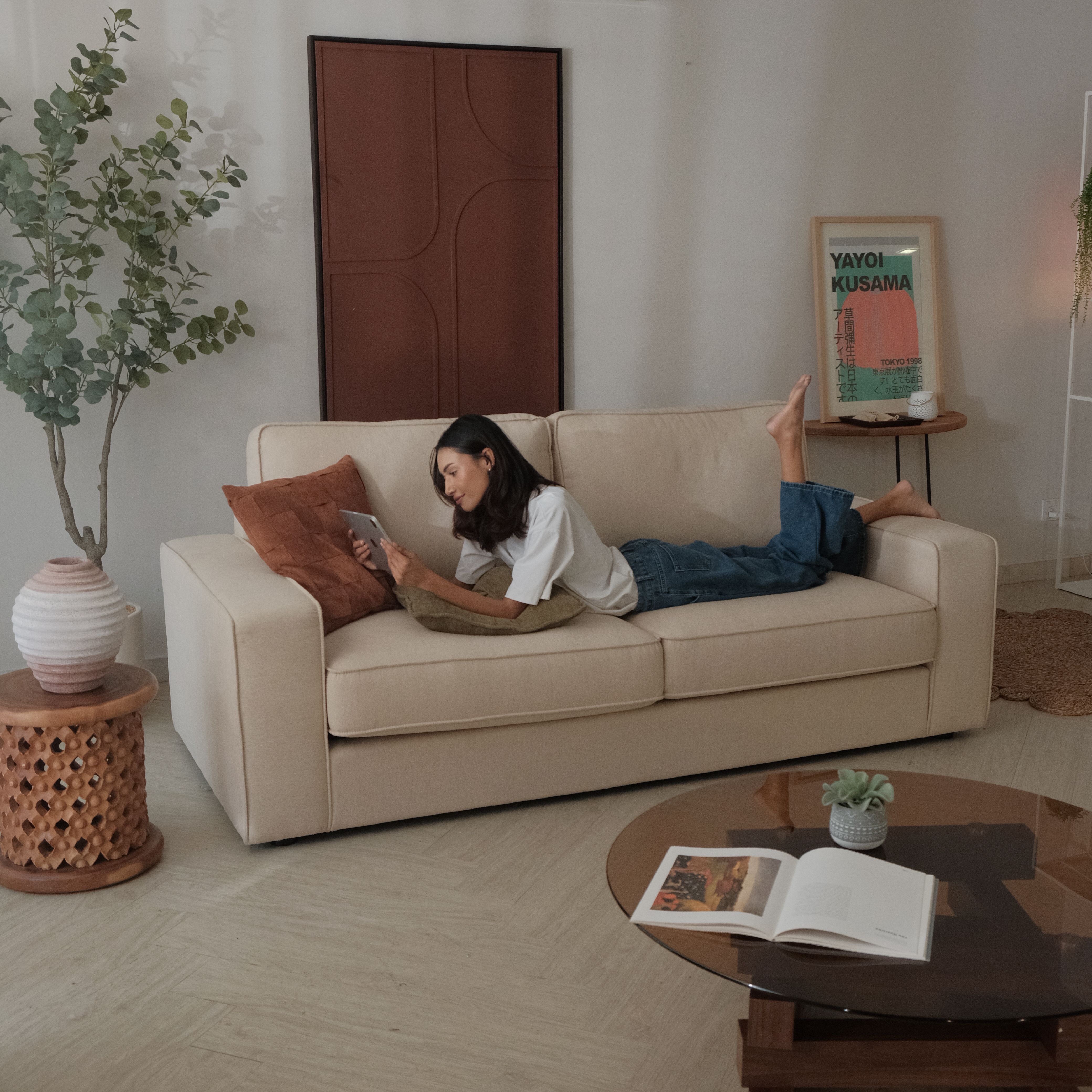 Klaus Light Beige 3 Seater Sofa