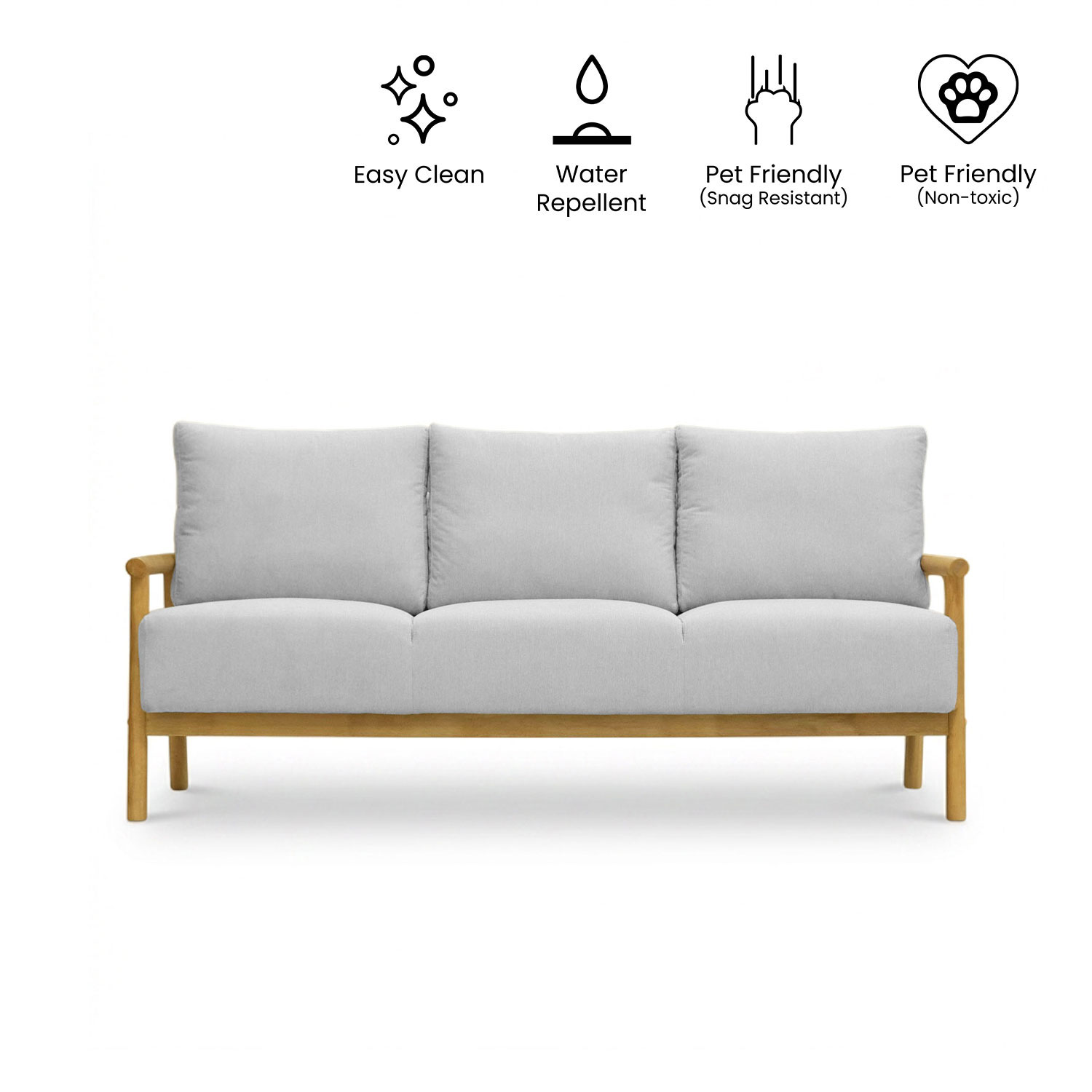Mori Light Grey 3 Seater Sofa