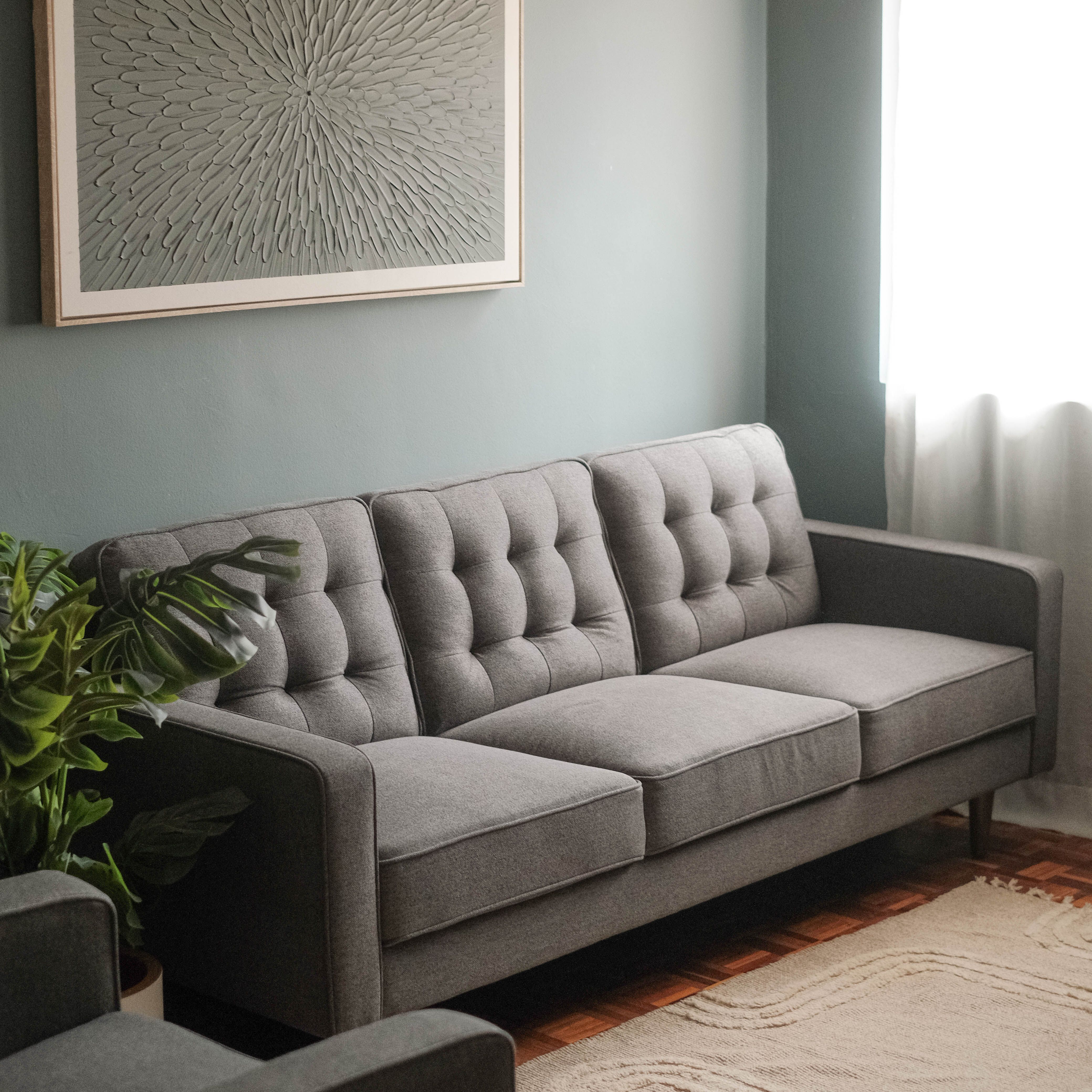 Jane Pebble Grey Mid-Century 3 Seater Sofa