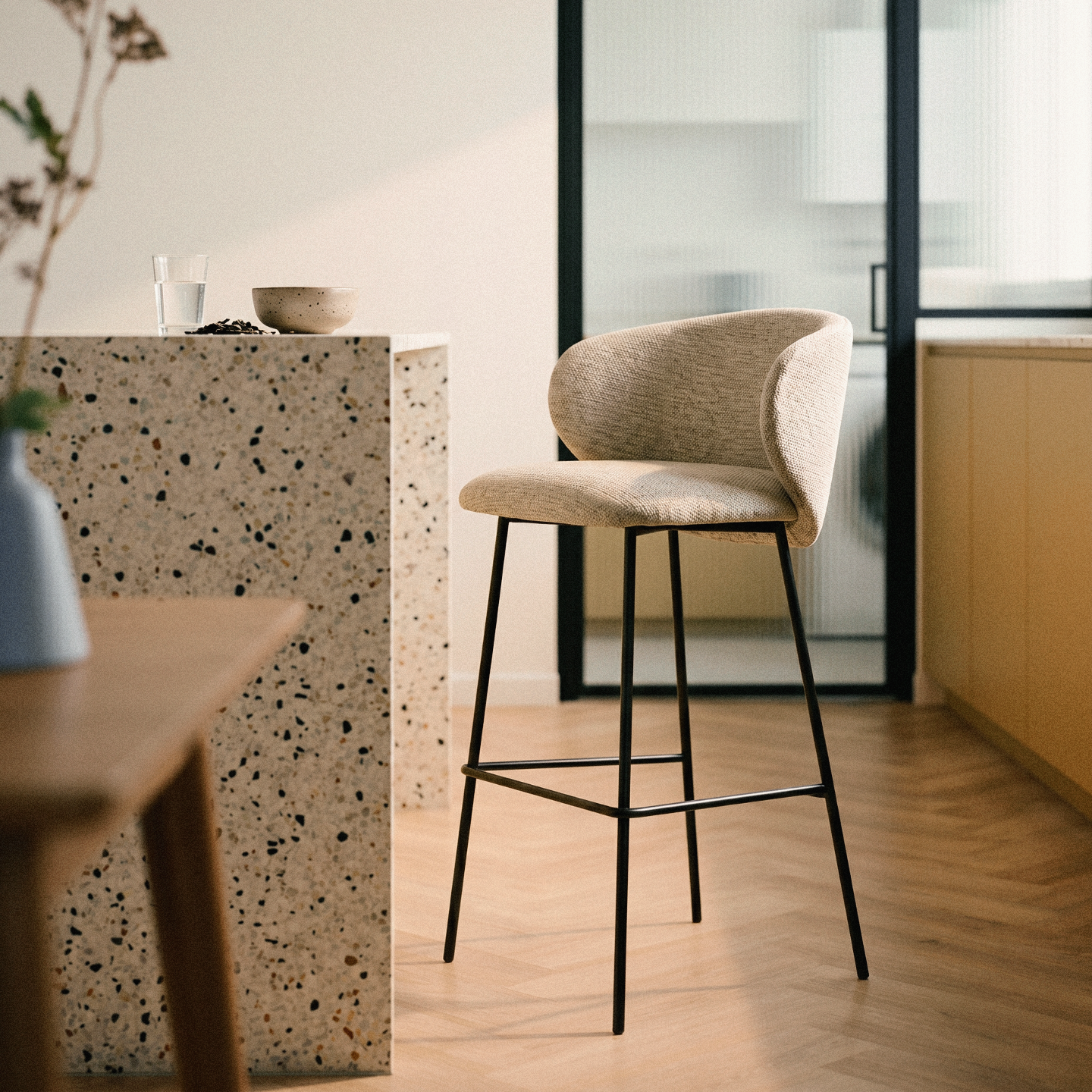 Vera Stone Beige Bar Stool