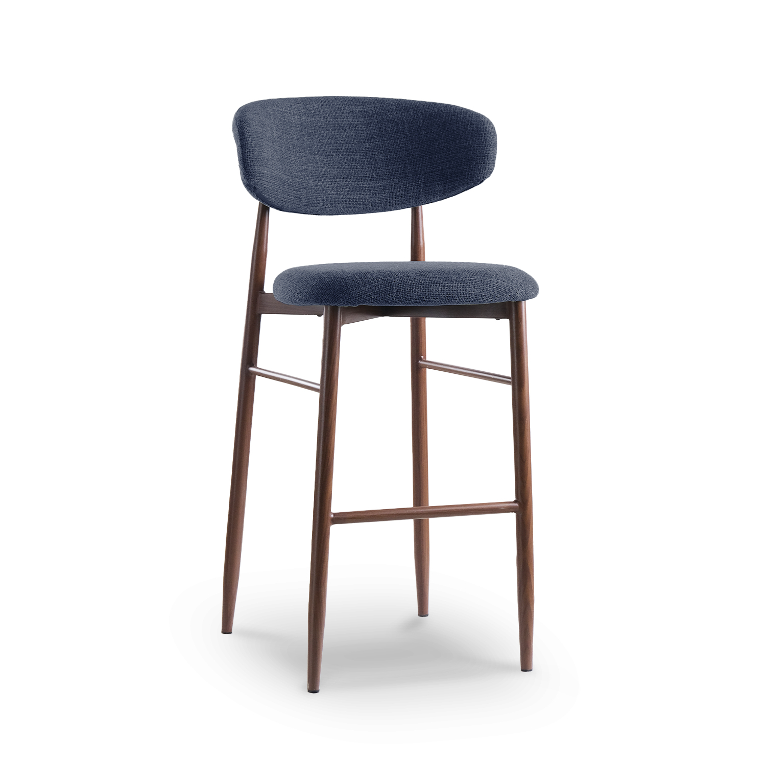 Bliss Walnut Bar Stool Midnight Blue