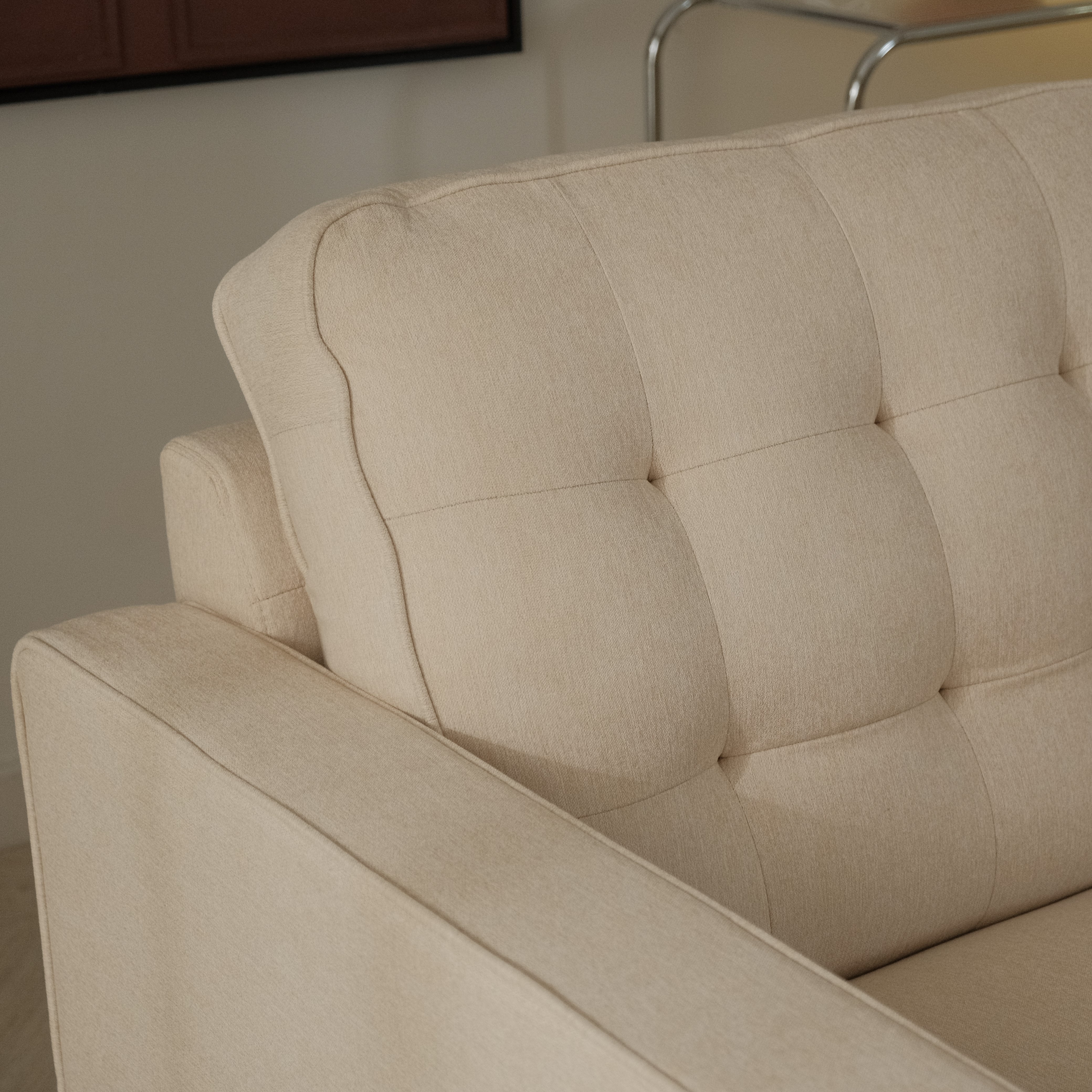Jane Light Beige Mid-Century 2 Seater Sofa