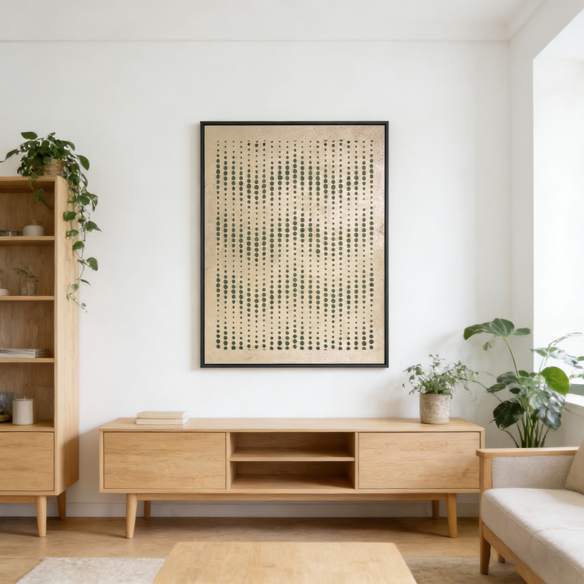Framed Canvas 80x120cm Foil Painting - Dots Descent