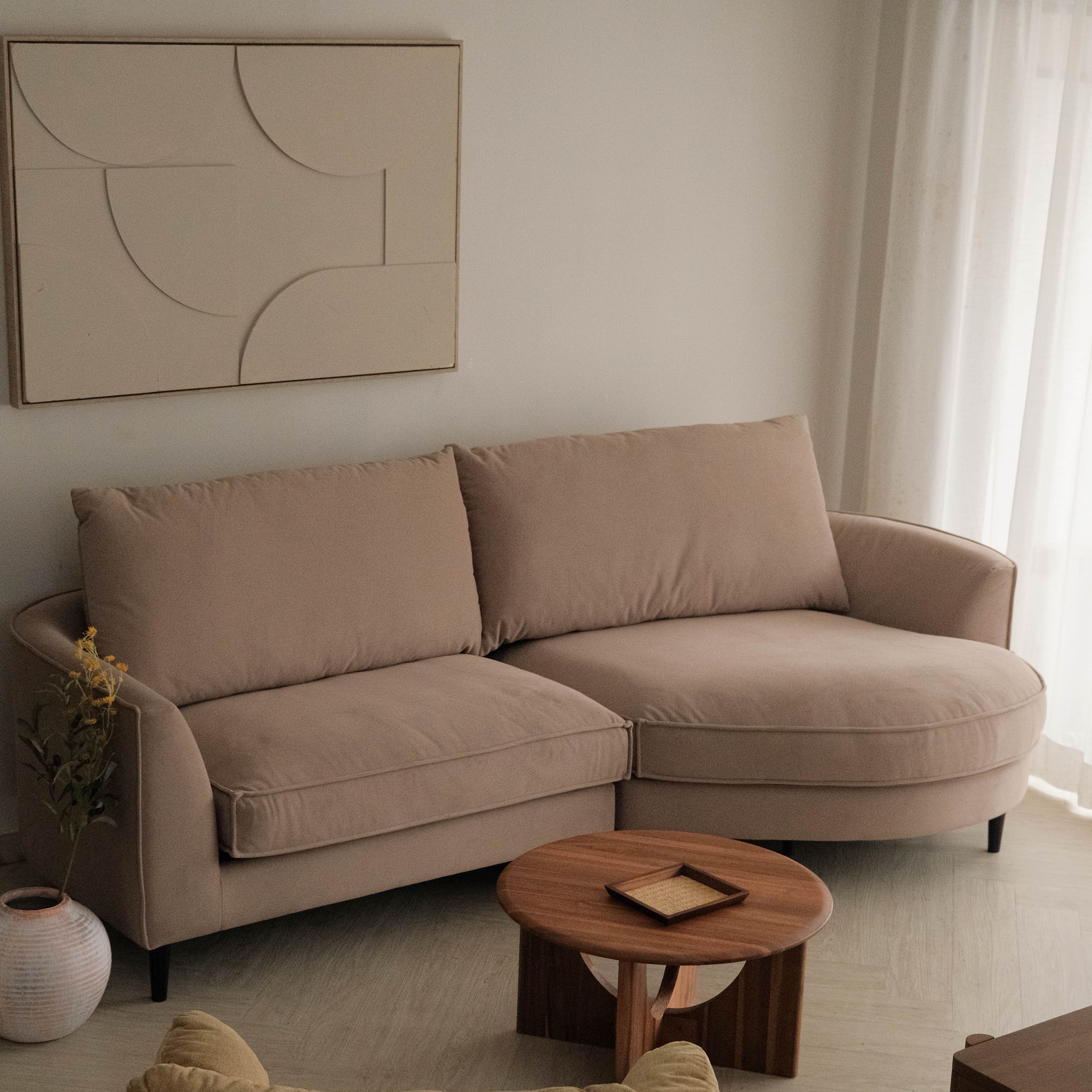 Sabrina Sand Beige Curve Chaise Left Sectional Sofa