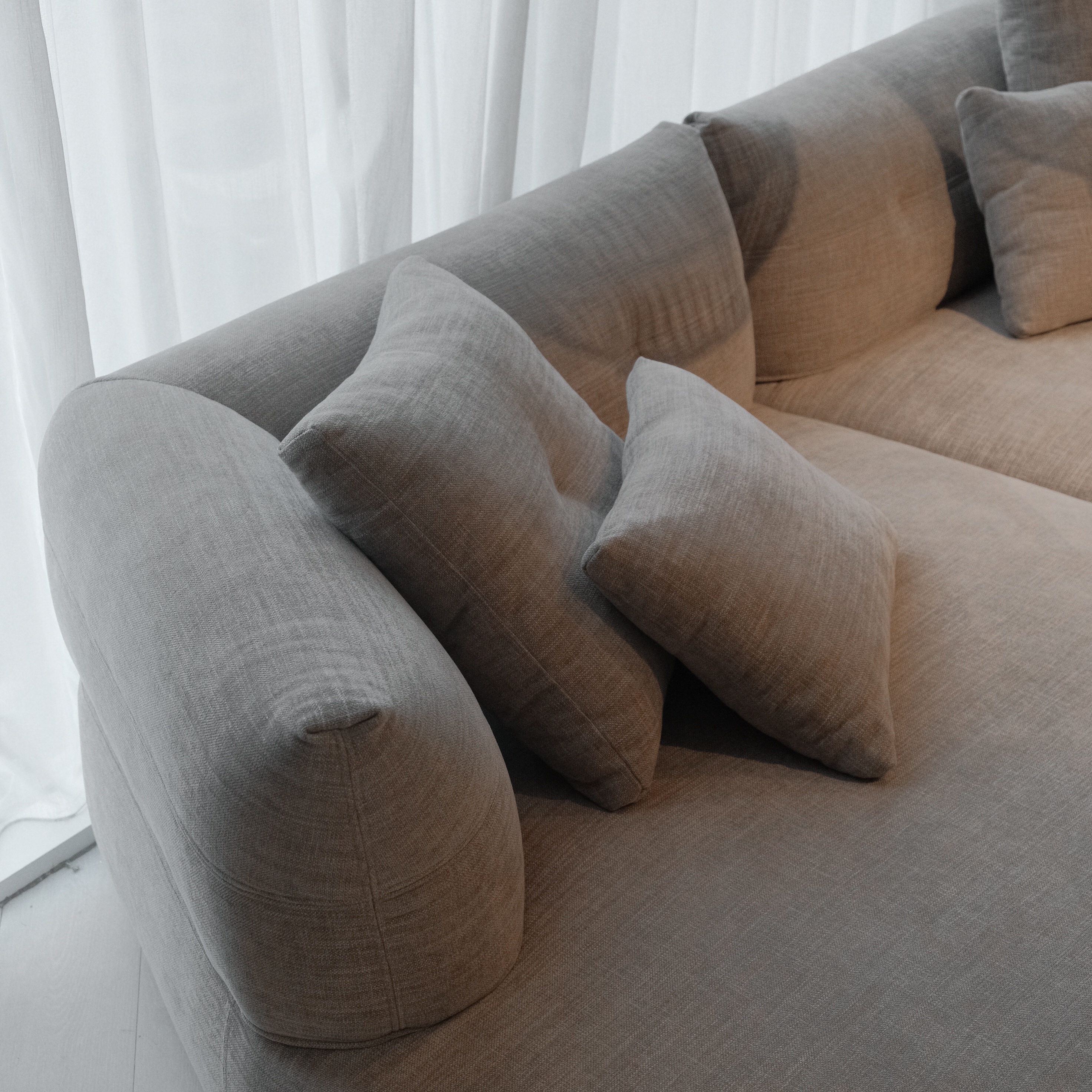Giselle Sand Brown Round Chaise Right Sectional Sofa