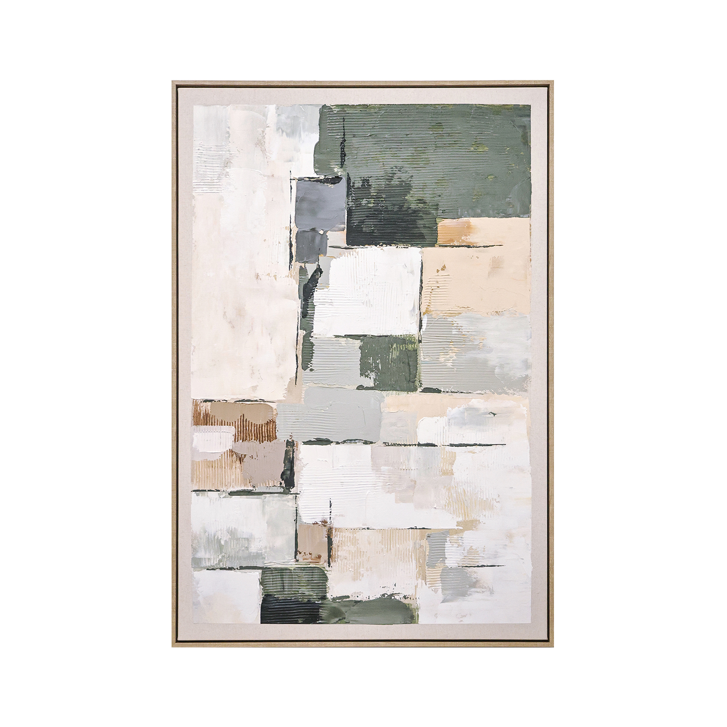 Framed Canvas 80x120cm Linen & Plaster - Earthy Abstract