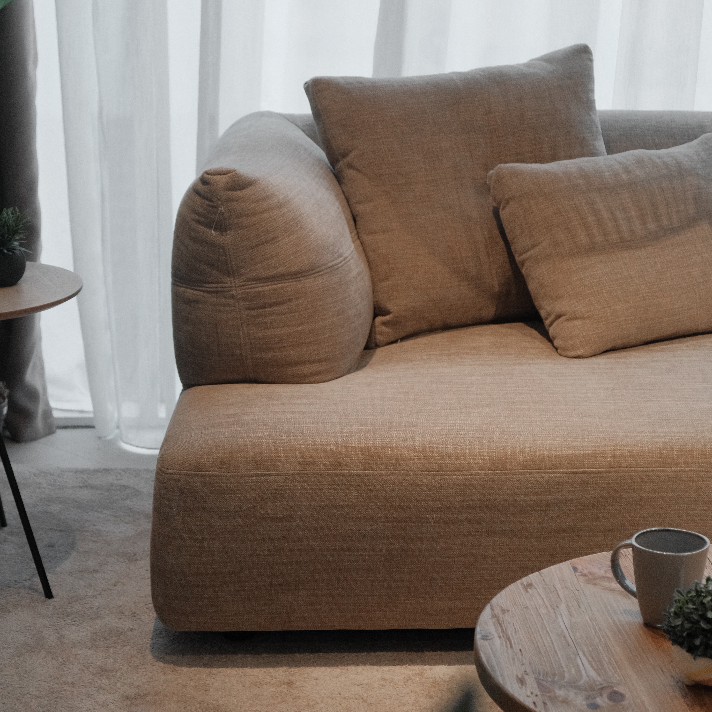 Giselle Sand Brown Round Chaise Left Sectional Sofa