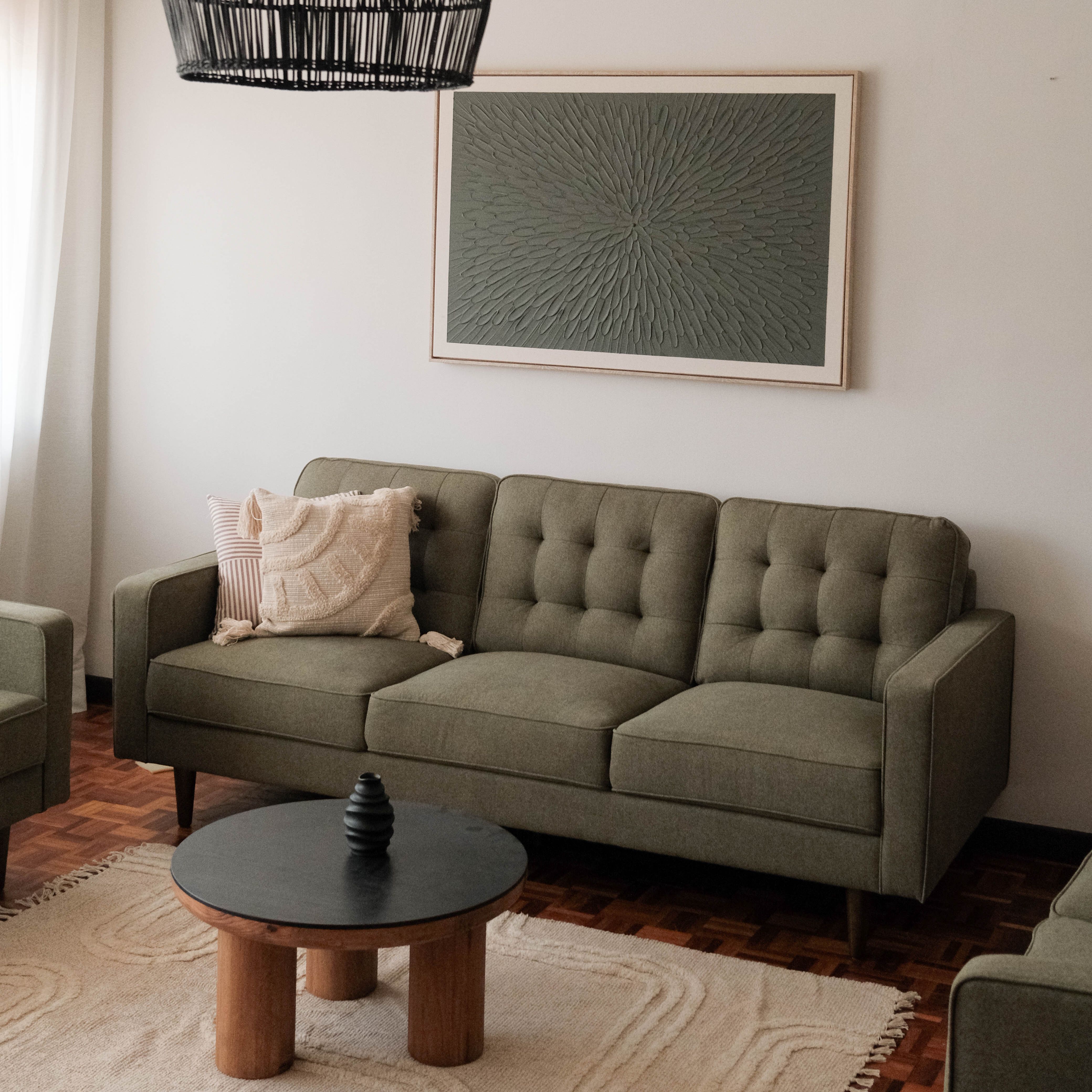Jane Retro Green Mid-Century 3 Seater Sofa