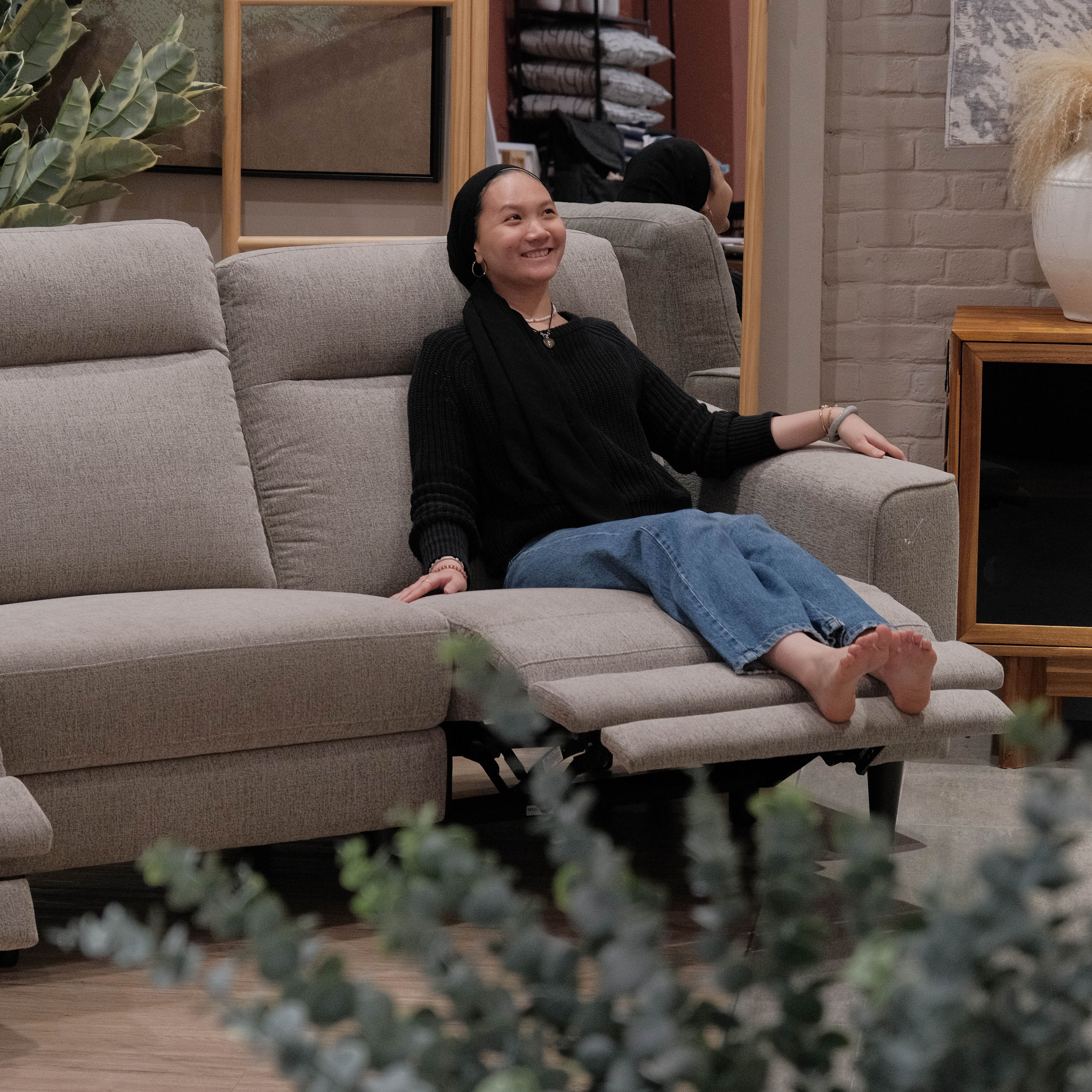 Linus Stone Grey 3 Seater Double-Power Reclining Sofa