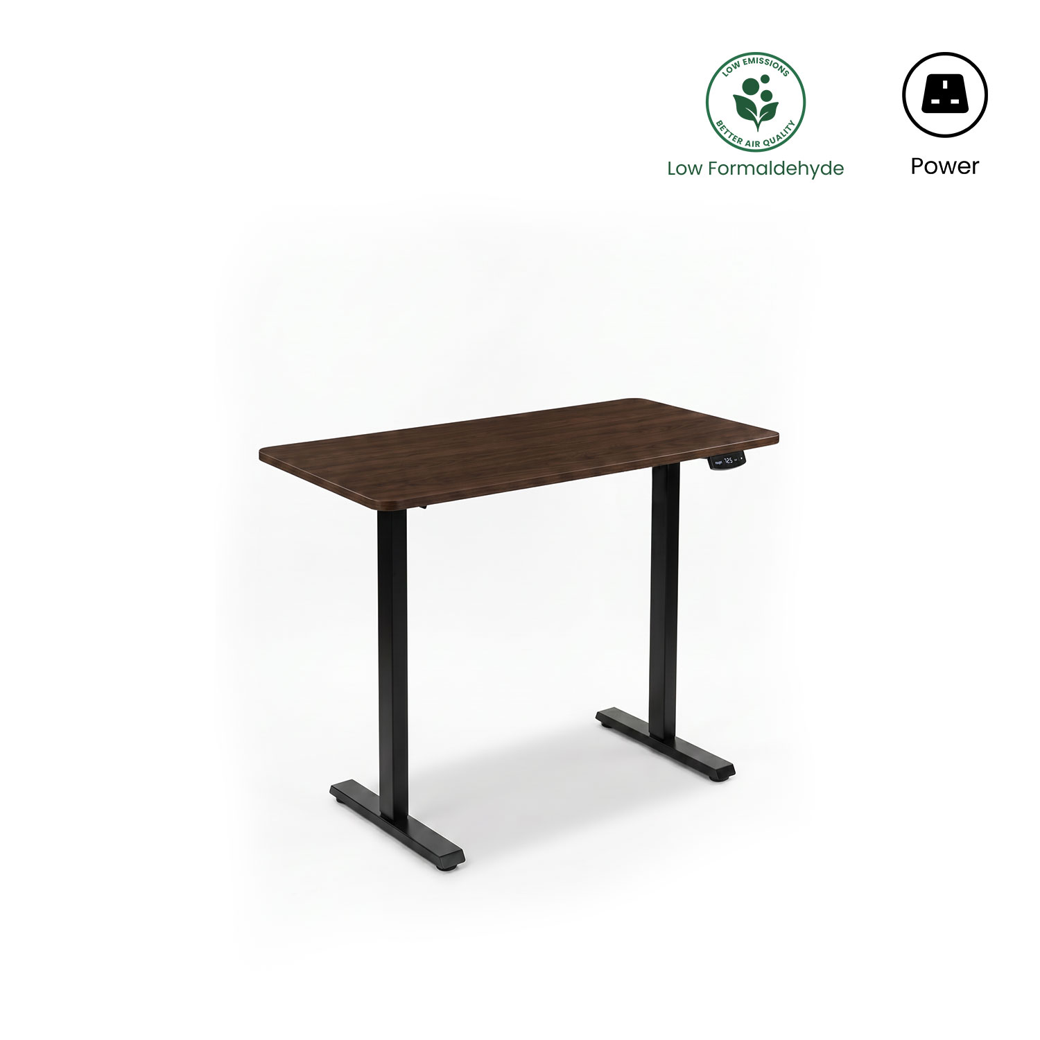 Felix Lite Adjustable Standing Desk 120x60cm - Walnut & Matt Black