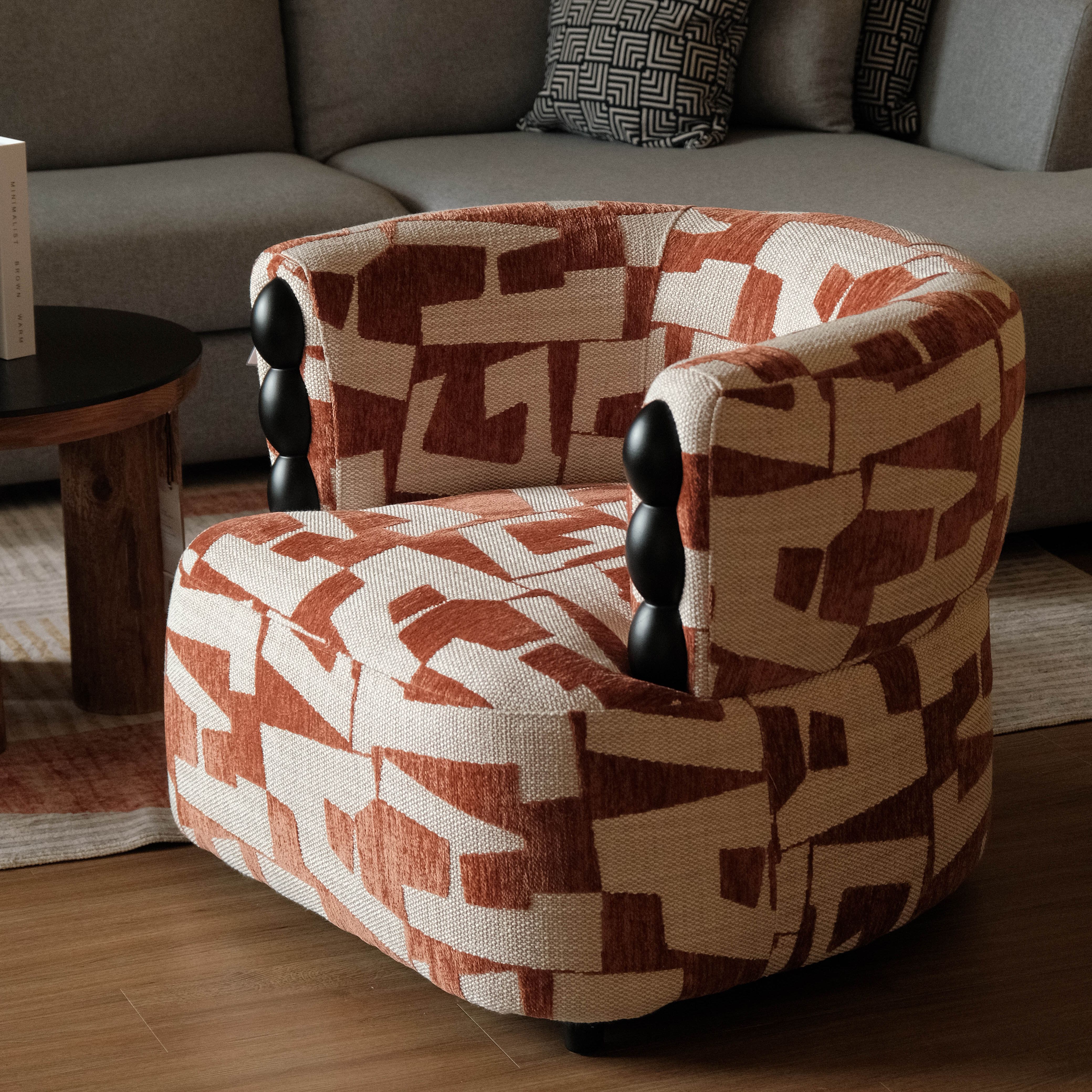 Lilia Geometric Brick Red Lounge Chair