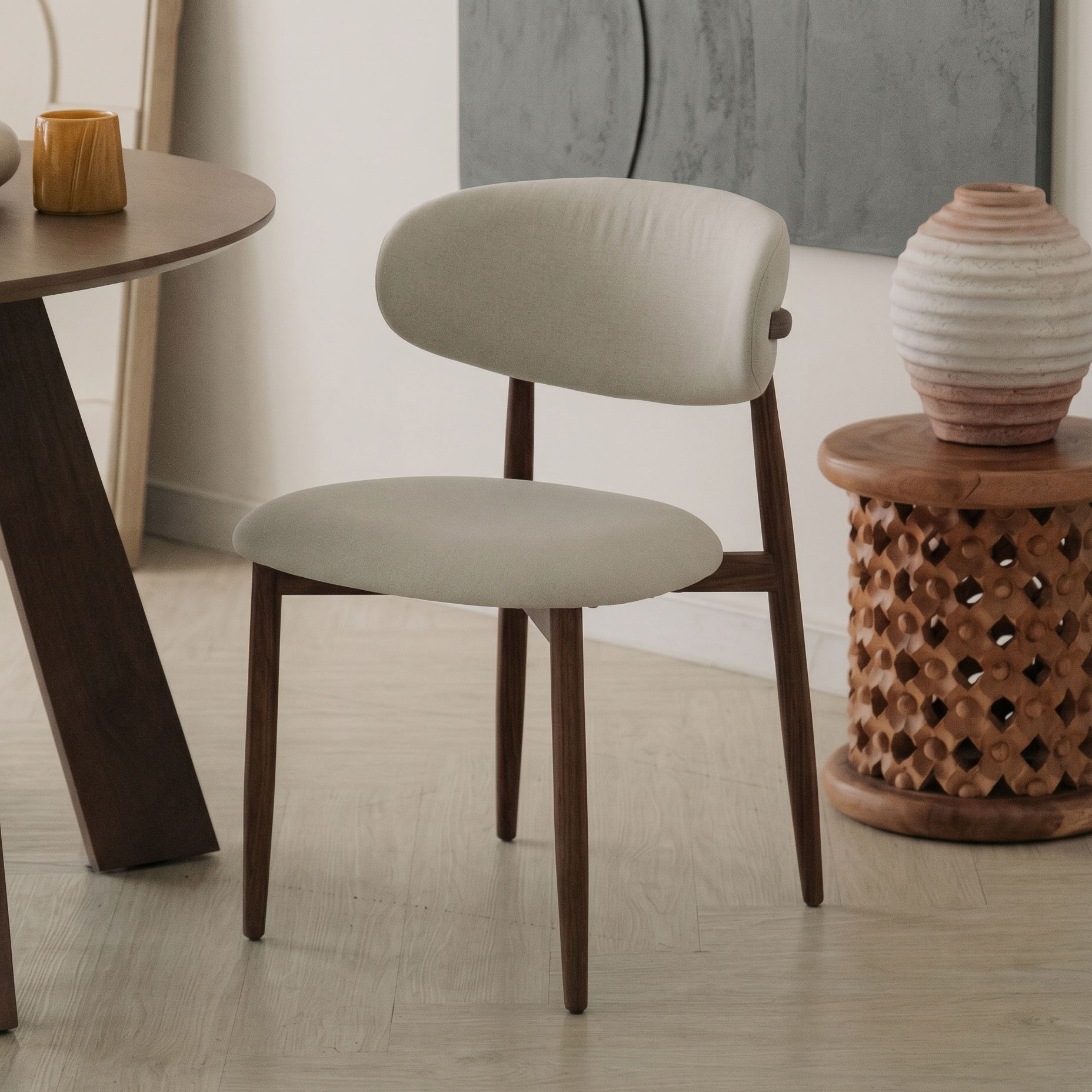 Bliss Walnut Dining Chair Mist Grey