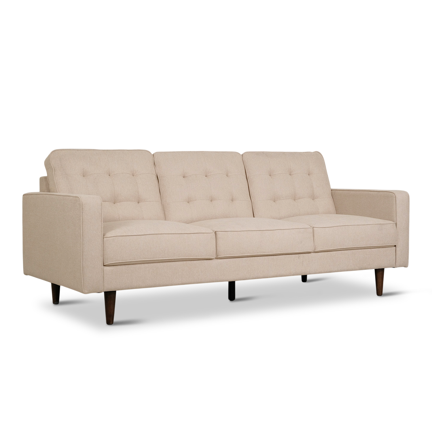 Jane Light Beige Mid-Century 3 Seater Sofa