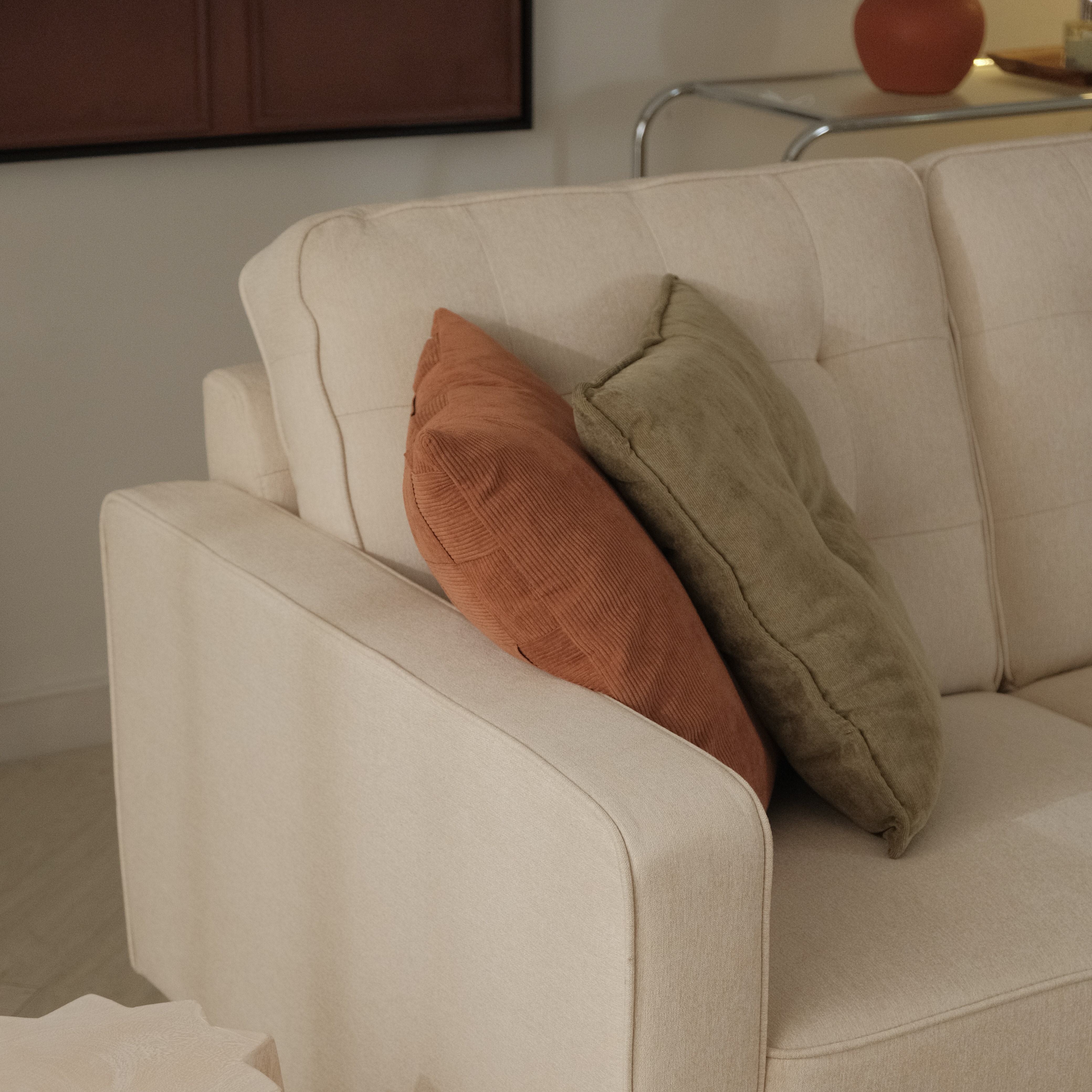 Jane Light Beige Mid-Century 2 Seater Sofa