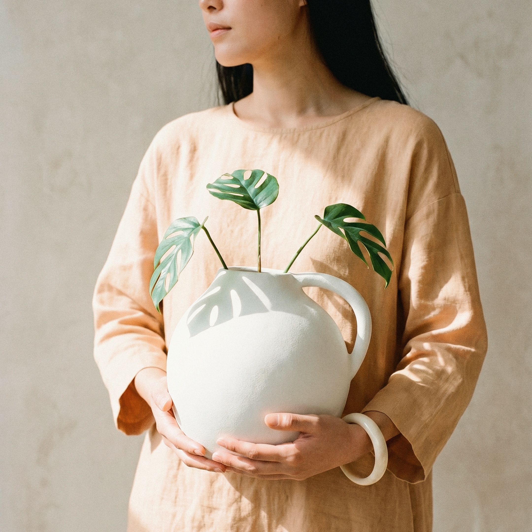 Dune Textured White Globe Terracotta Vase