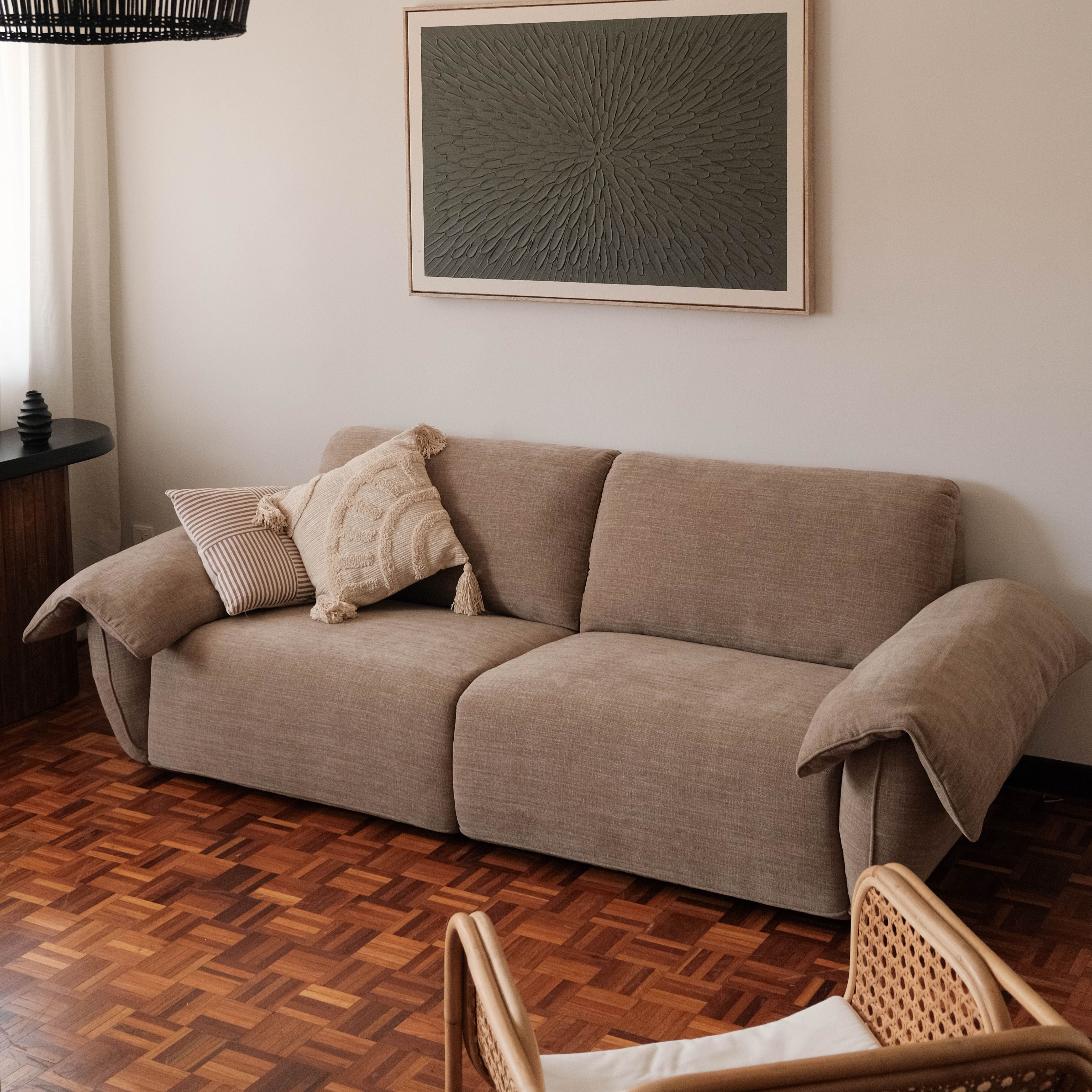 Reynna Sand Brown 3 Seater Sofa